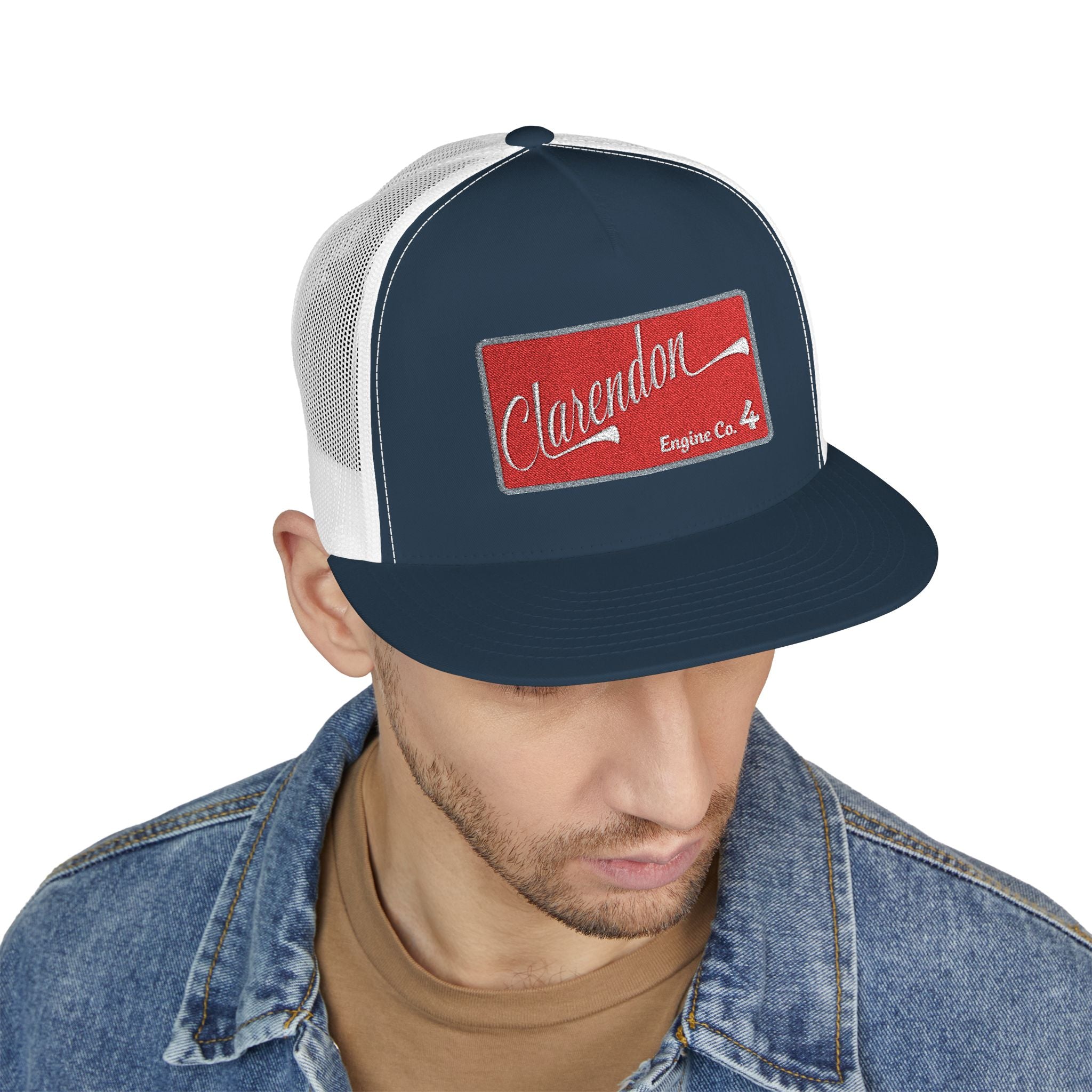Arlington Clarendon Engine 4 (requested different style hat) - 5 Panel Trucker Cap (Embroidery)