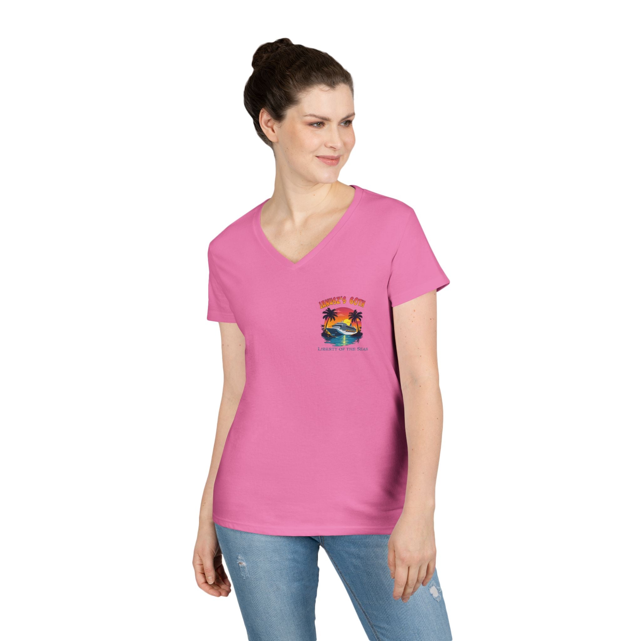 Renee Family Cruise colorful - Ladies' Cotton V-Neck T-Shirt