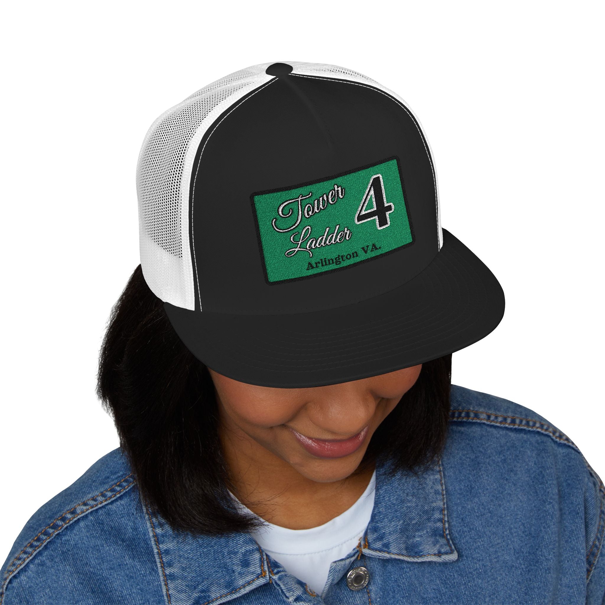 Arlington Tower Ladder 4 Black border - 5 Panel Trucker Cap (Embroidery)