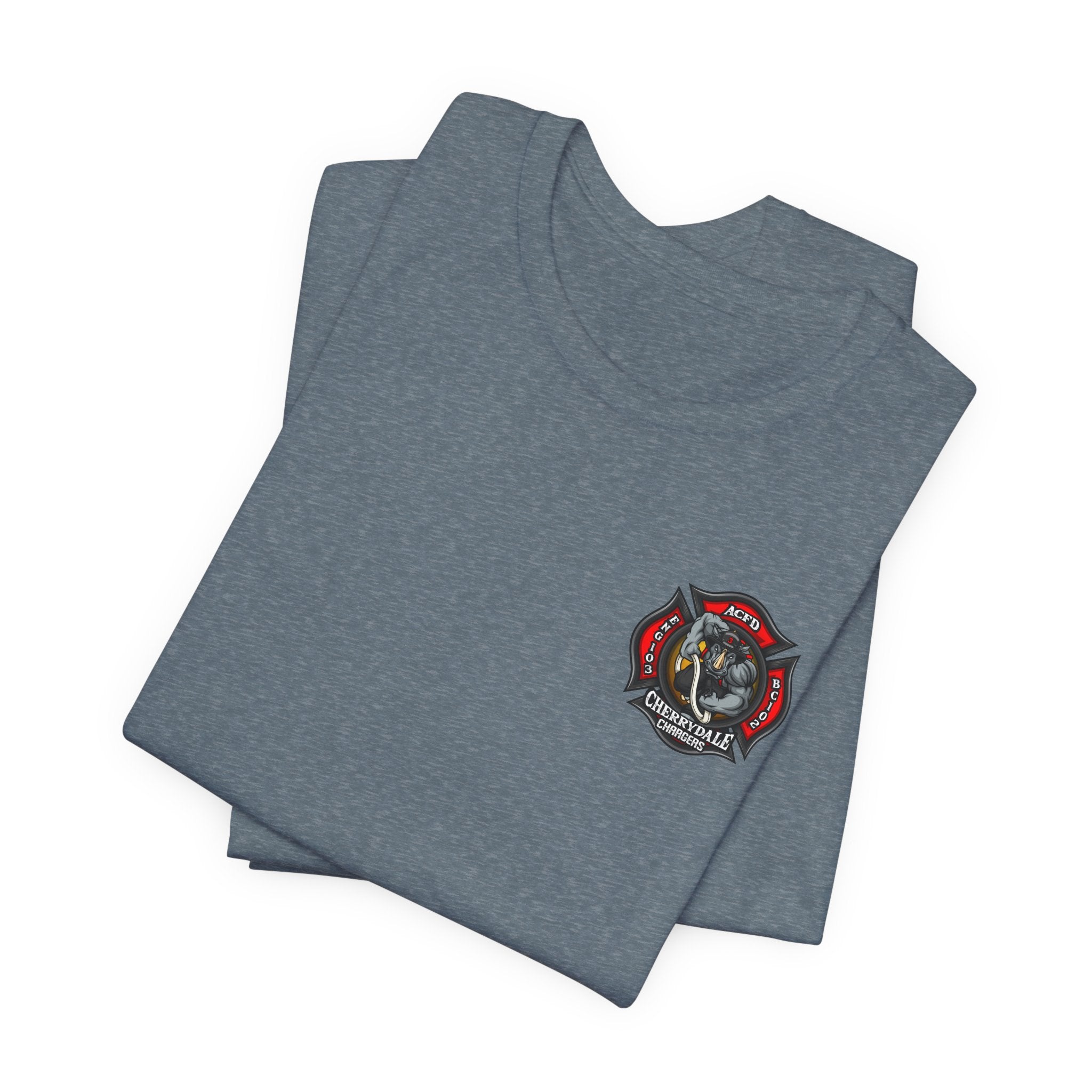 Station 3 Rhino Logo Firefighter Back - Bella+Canvas Soft Unisex Tee-