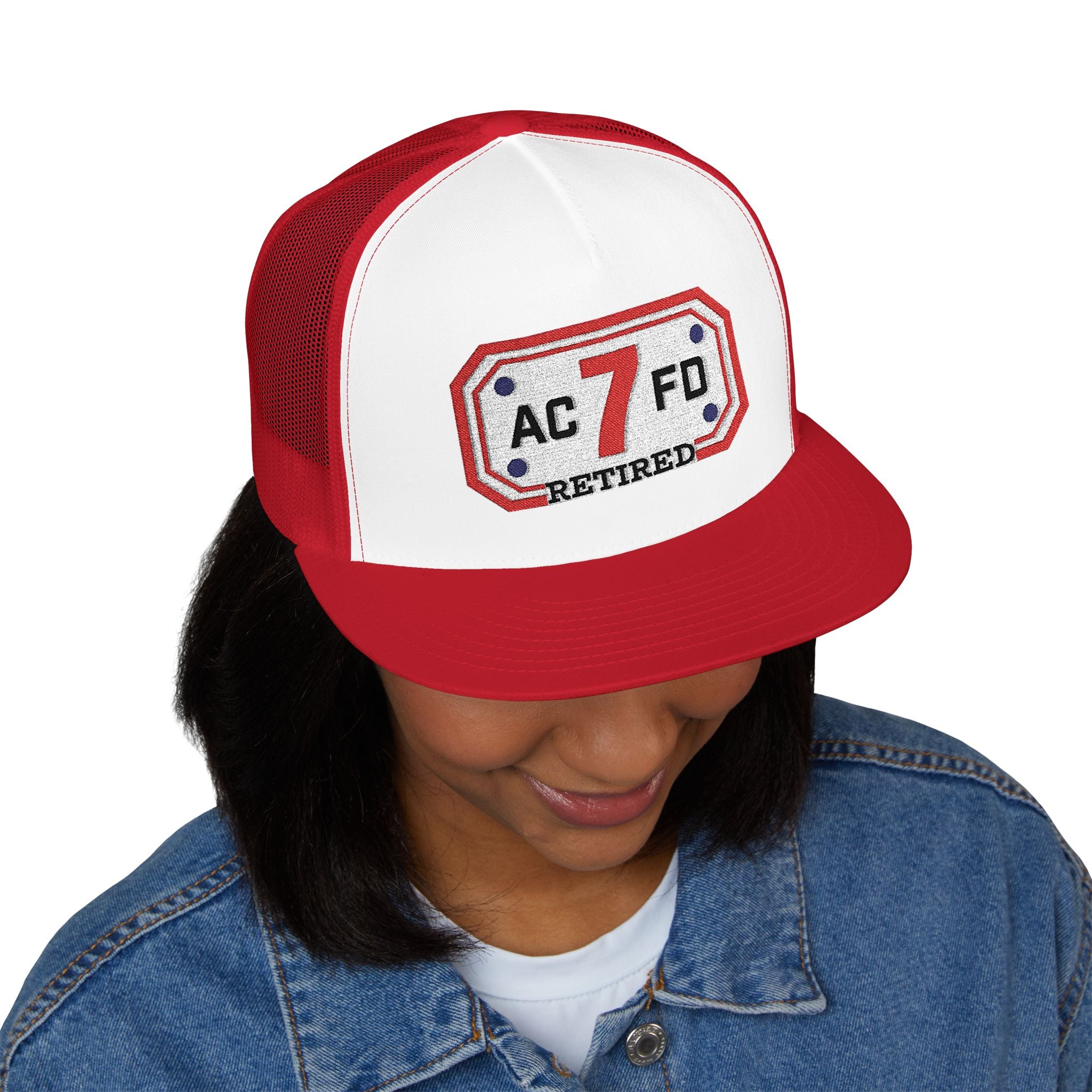 Retired Arlington Engine 7 - 5 Panel Trucker Cap (Embroidery)