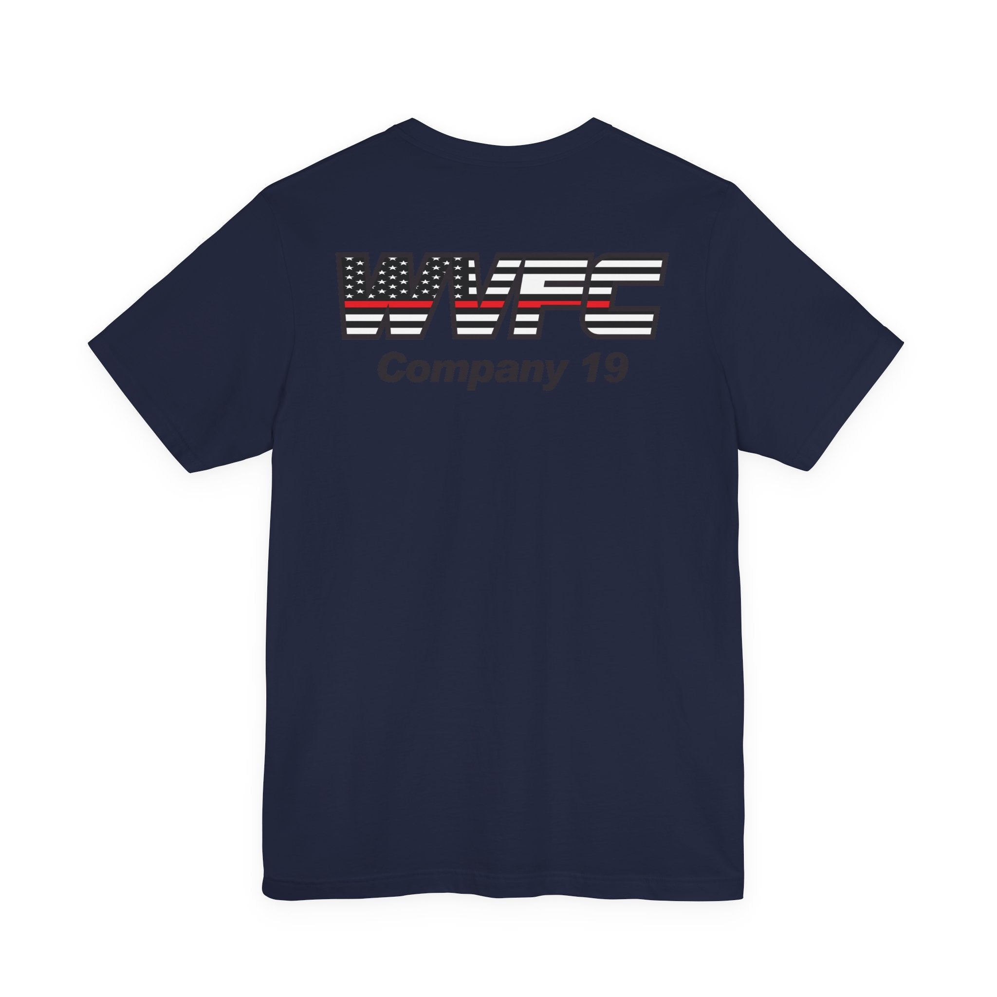 WVFC FD logo black Redline flag back  - Unisex Jersey Short Sleeve Tee