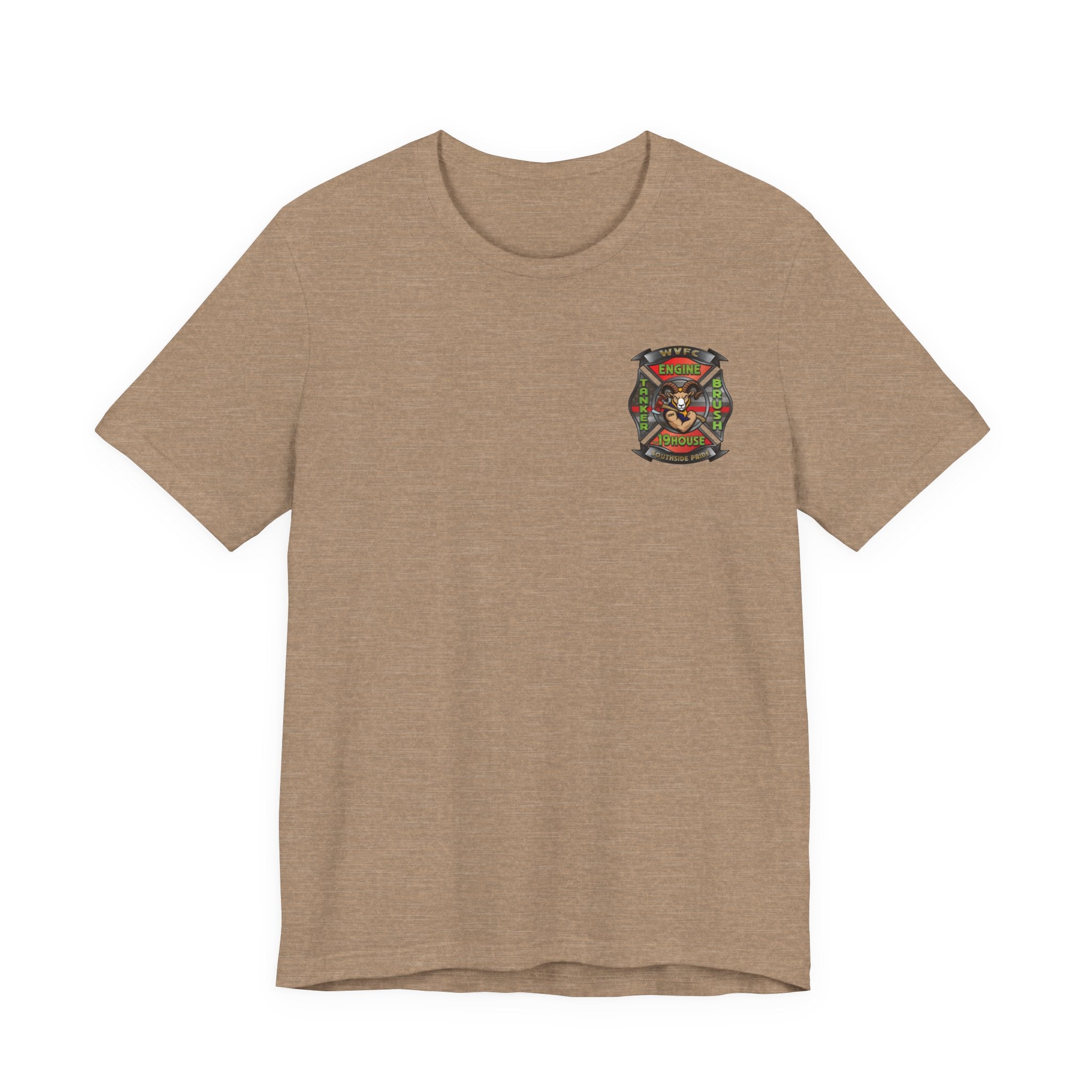 WVFC Goat Logo 2 Version 3 Red Line Flag blk- Unisex Jersey Short Sleeve Tee