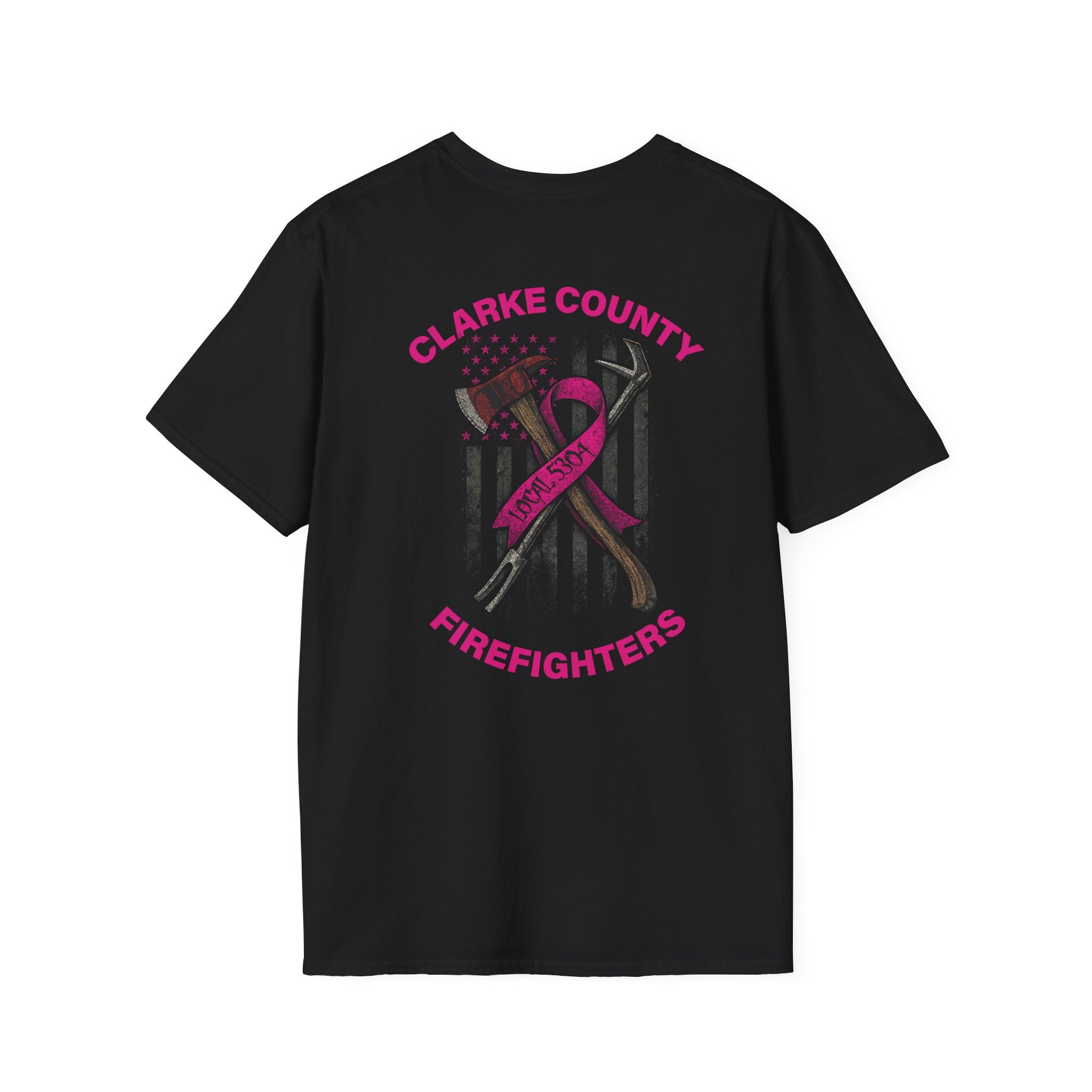 Clarke County Fire Breast Cancer (Portion of Proceeds go to Local 5304) - Gildan Soft Cotton Softstyle T-Shirt