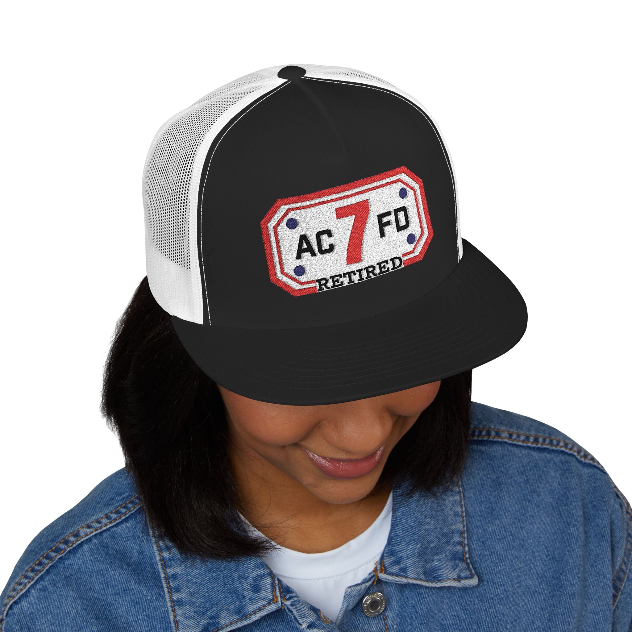 Retired Arlington Engine 7 - 5 Panel Trucker Cap (Embroidery)