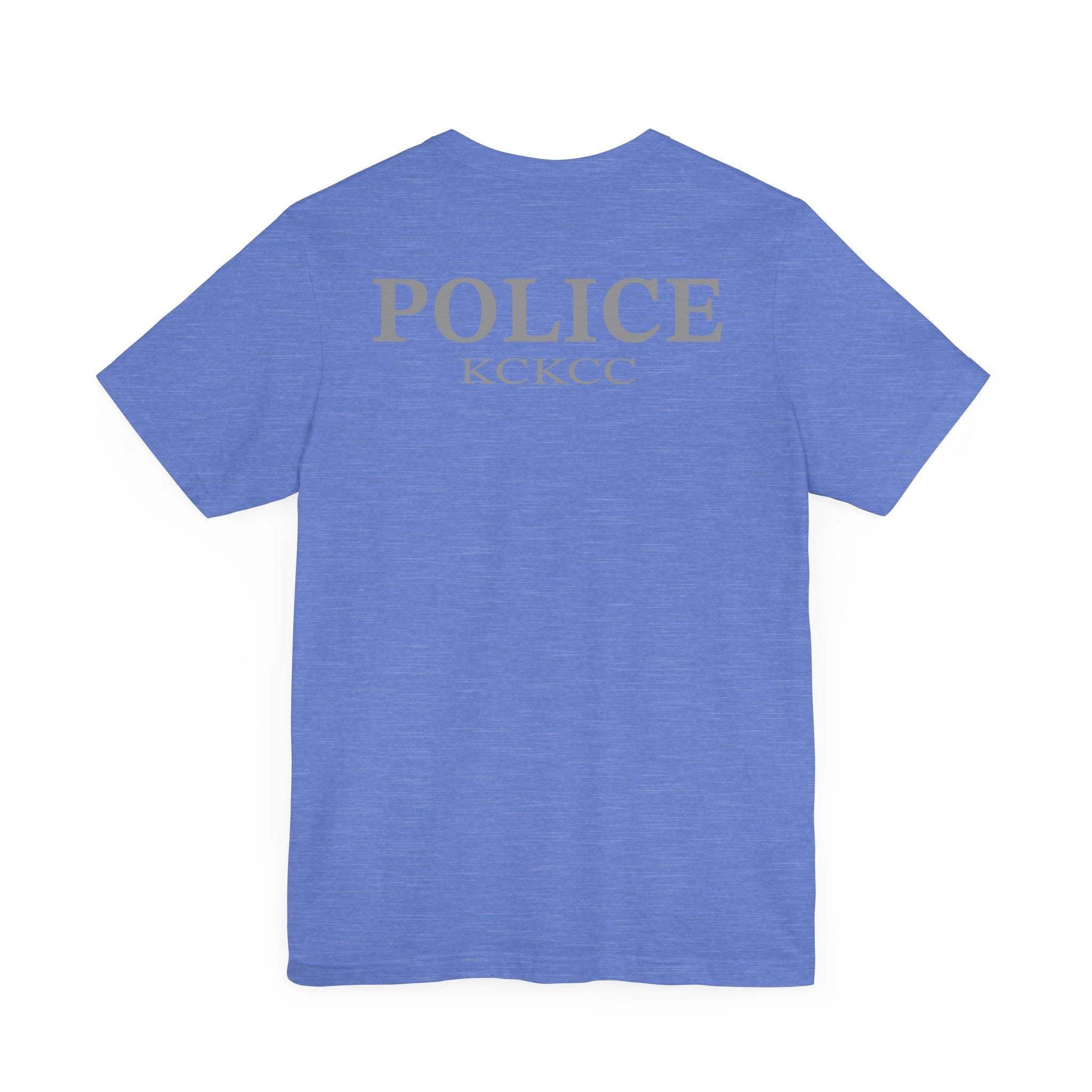KCKCC Police Patch Black & White Grey Back - Unisex Jersey Short Sleeve Tee