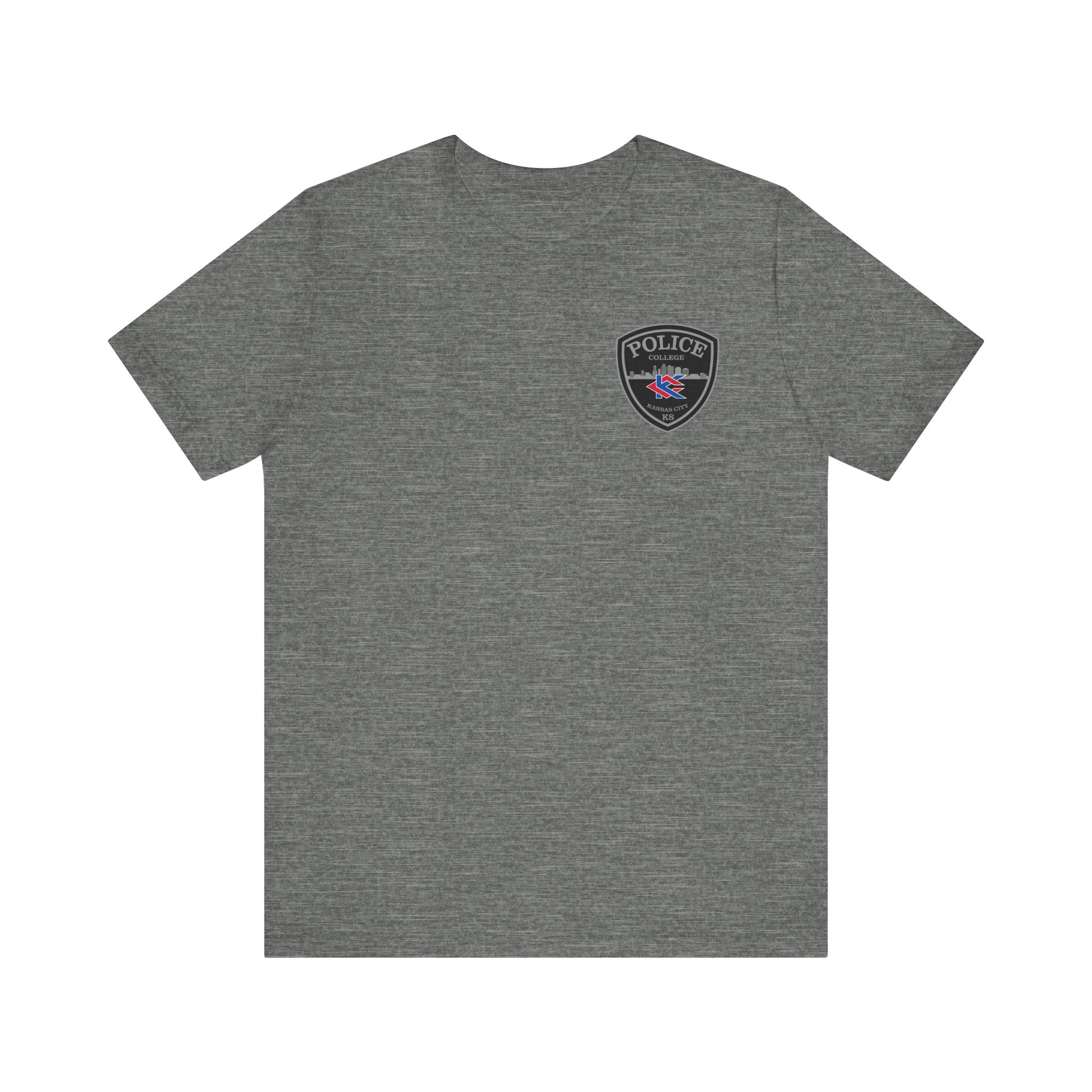 KCKCC Police Patch Black & White Grey Back - Unisex Jersey Short Sleeve Tee