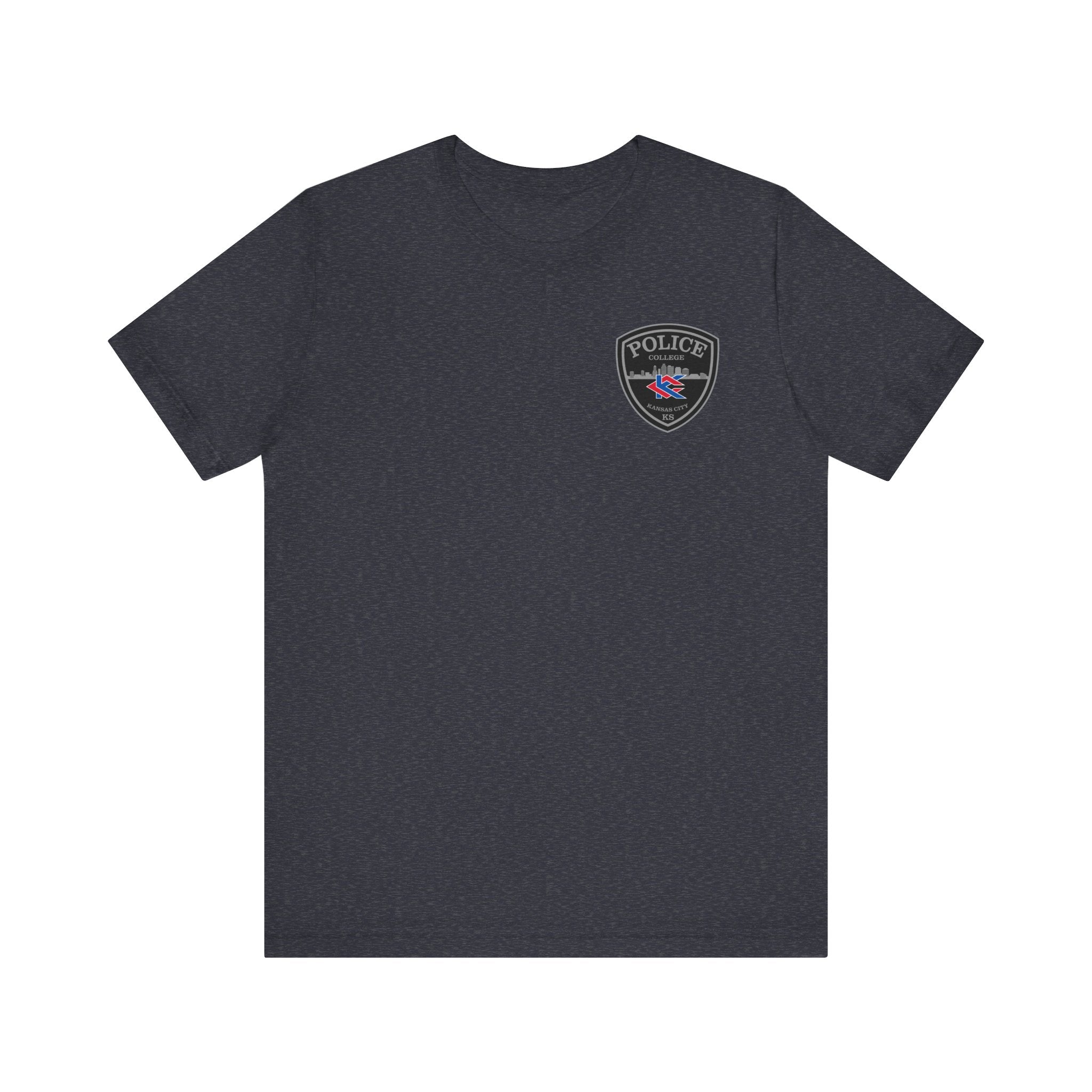 KCKCC Police Patch Black & White Grey Back - Unisex Jersey Short Sleeve Tee