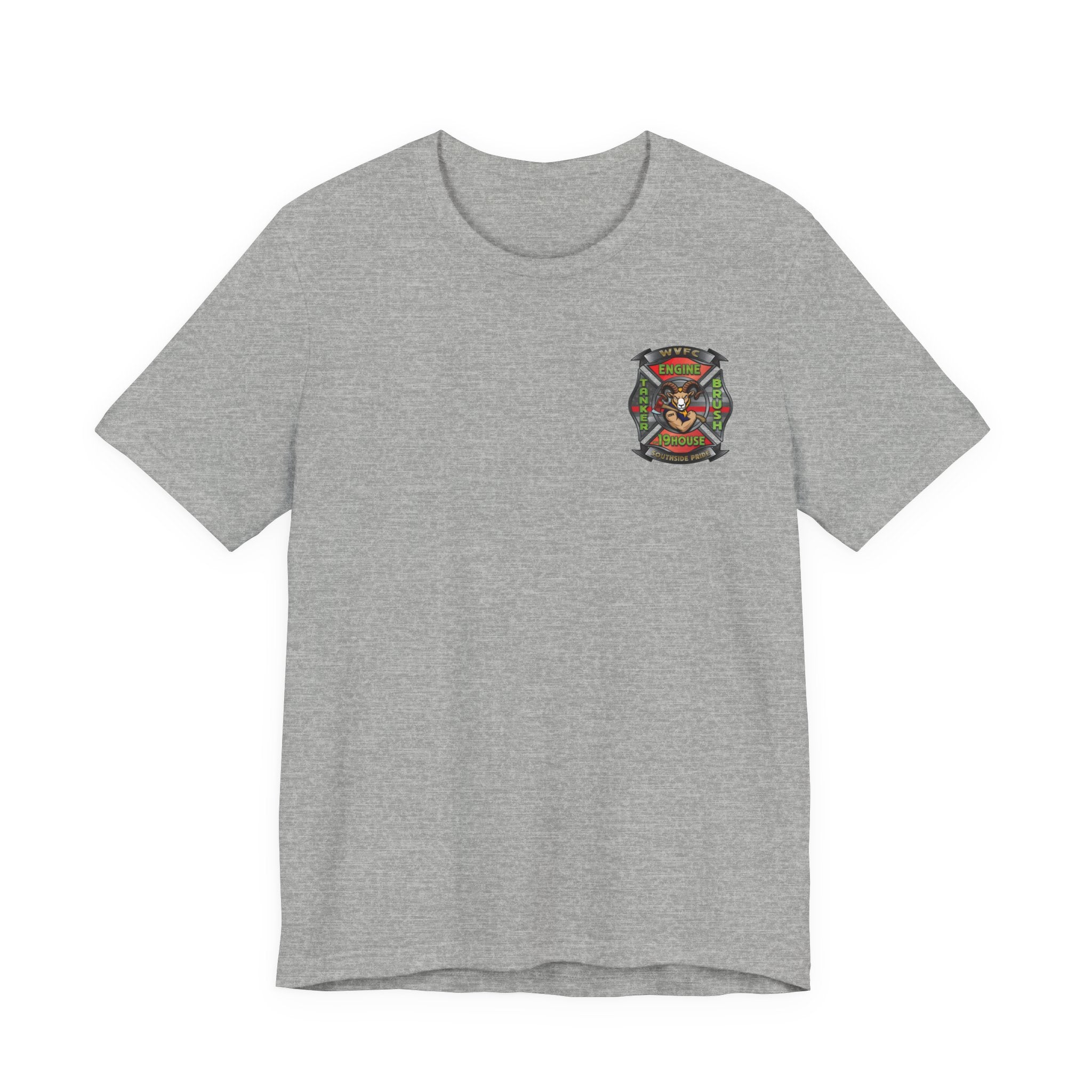 WVFC Goat Logo 2 Version 3 Red Line Flag blk- Unisex Jersey Short Sleeve Tee