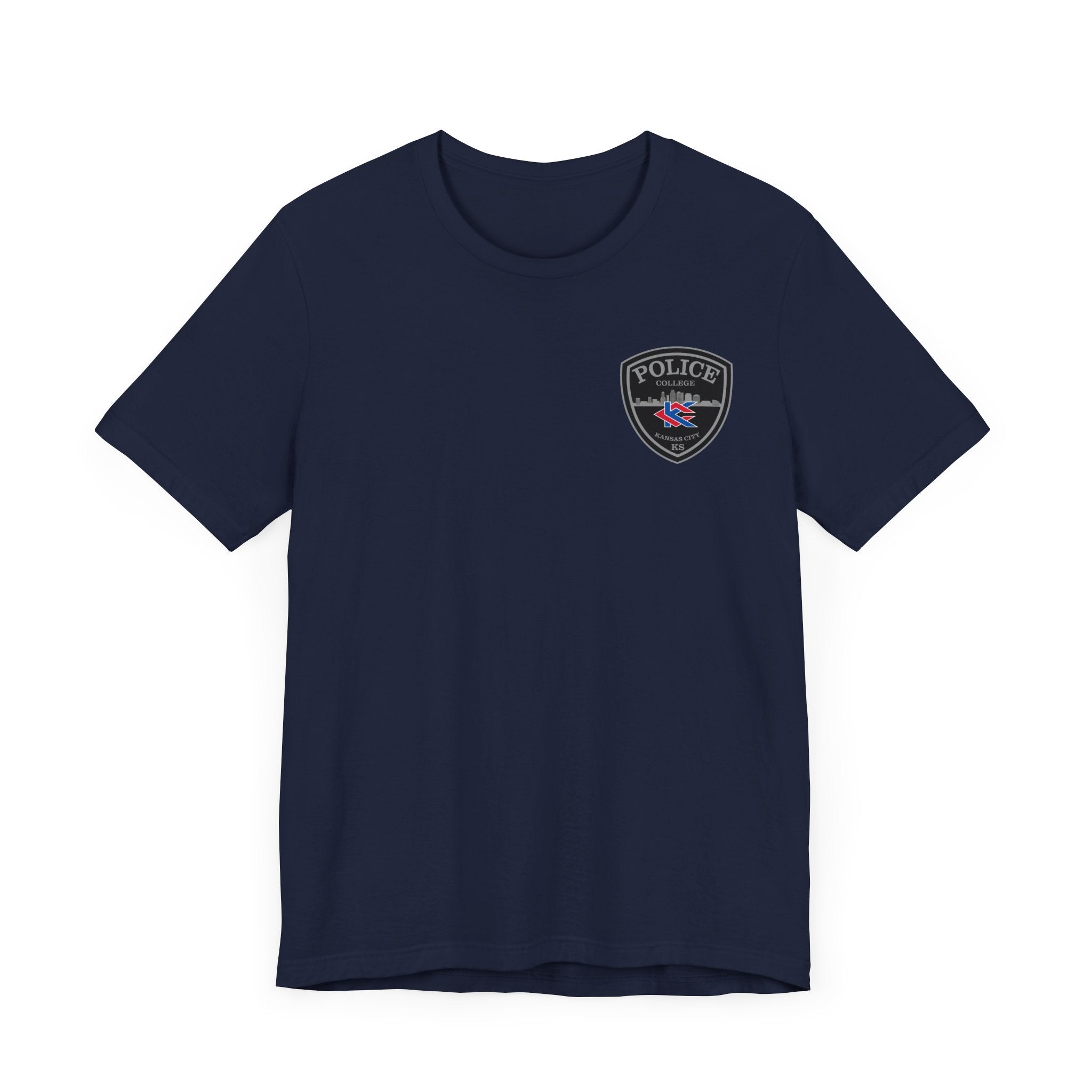 KCKCC Police Patch Black & White Grey Back - Unisex Jersey Short Sleeve Tee