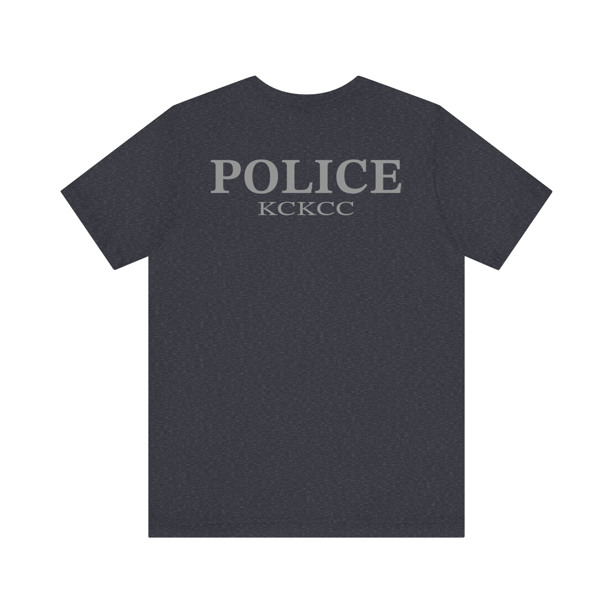 KCKCC Police Patch Black & White Grey Back - Unisex Jersey Short Sleeve Tee