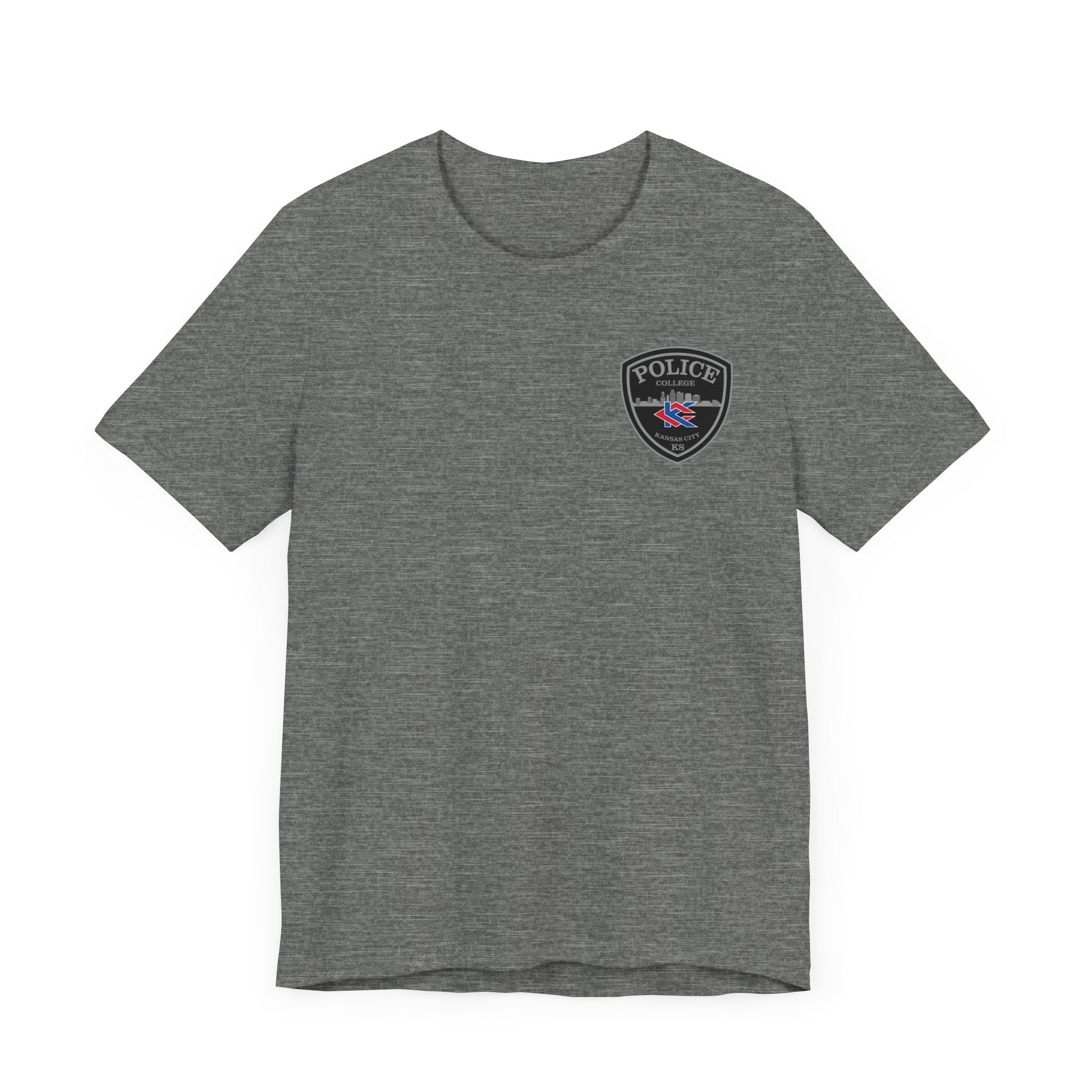 KCKCC Police Patch Black & White Grey Back - Unisex Jersey Short Sleeve Tee
