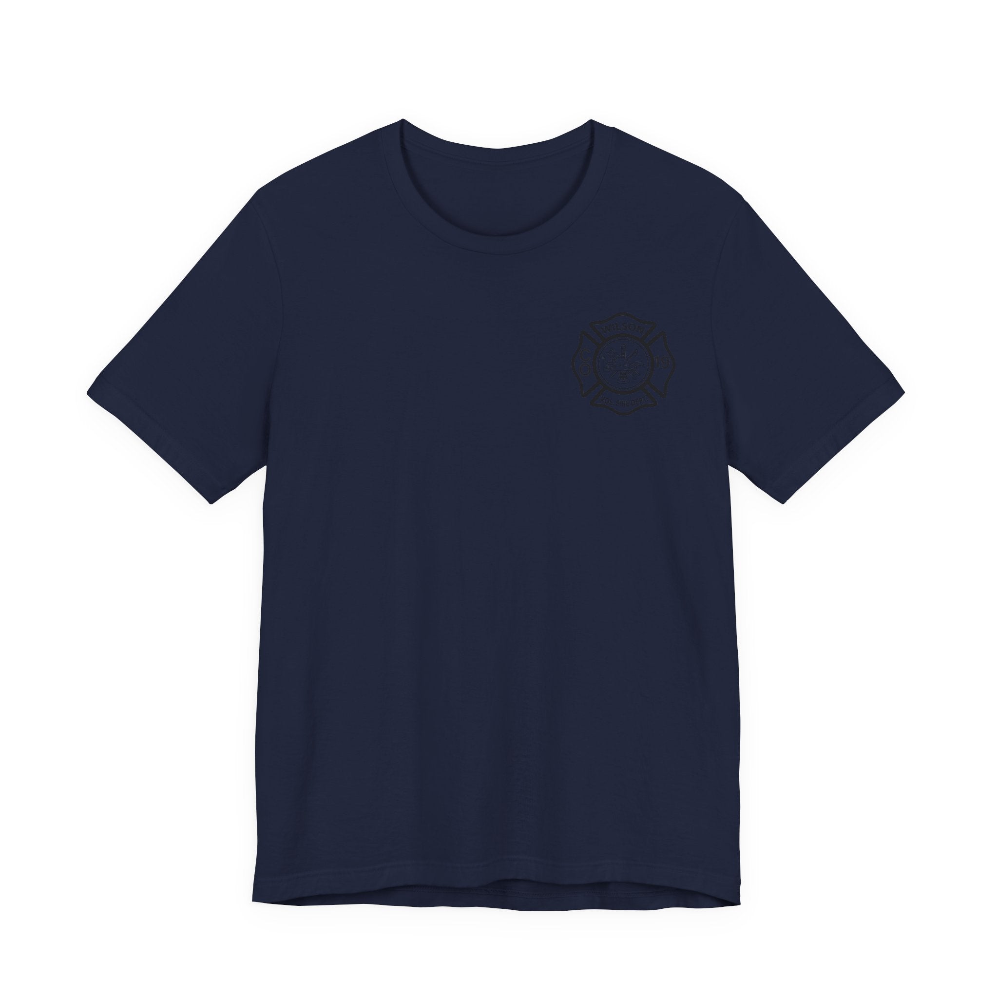 WVFC FD logo black USA flag back  - Unisex Jersey Short Sleeve Tee