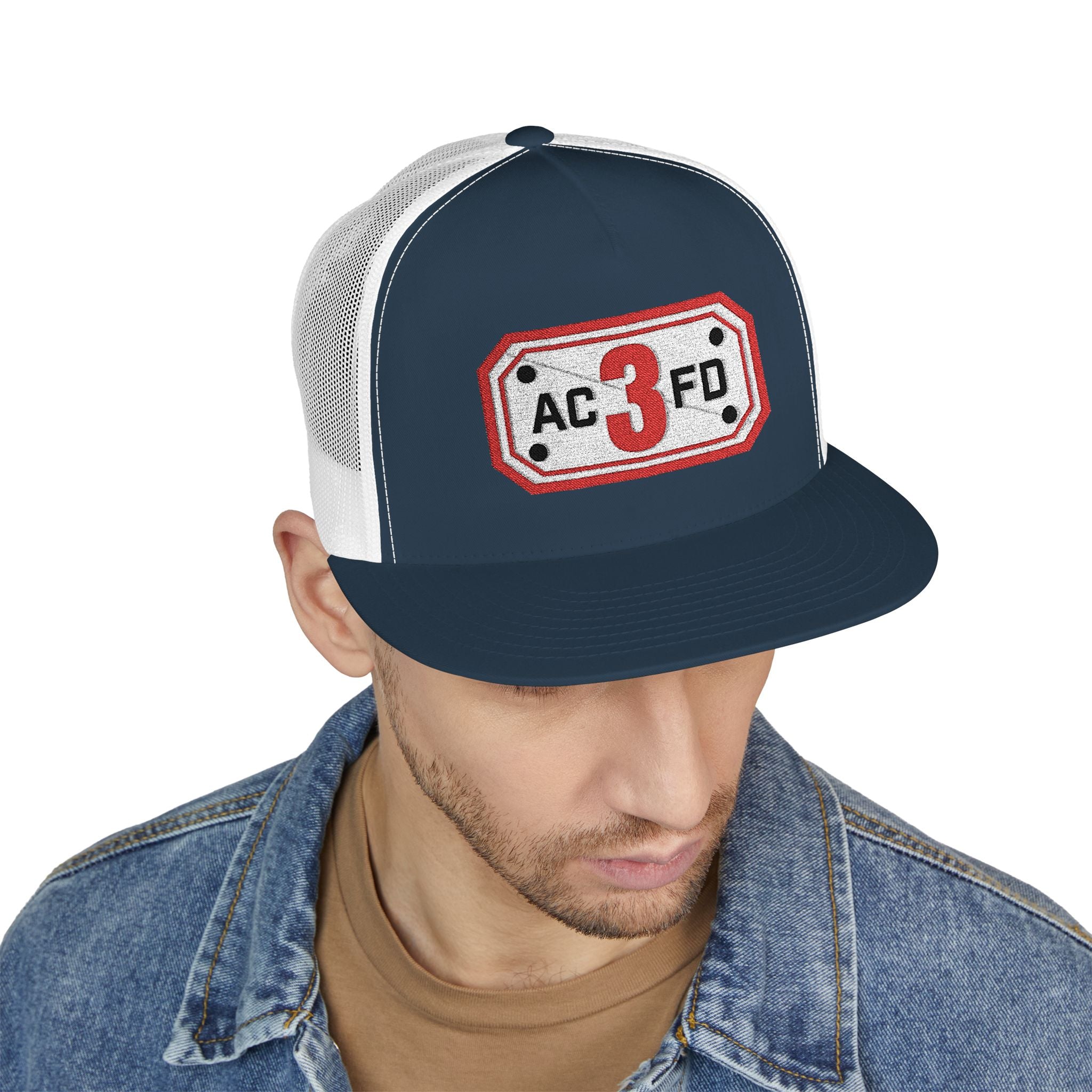 Arlington Engine 3 (requested different style hat) - 5 Panel Trucker Cap (Embroidery)