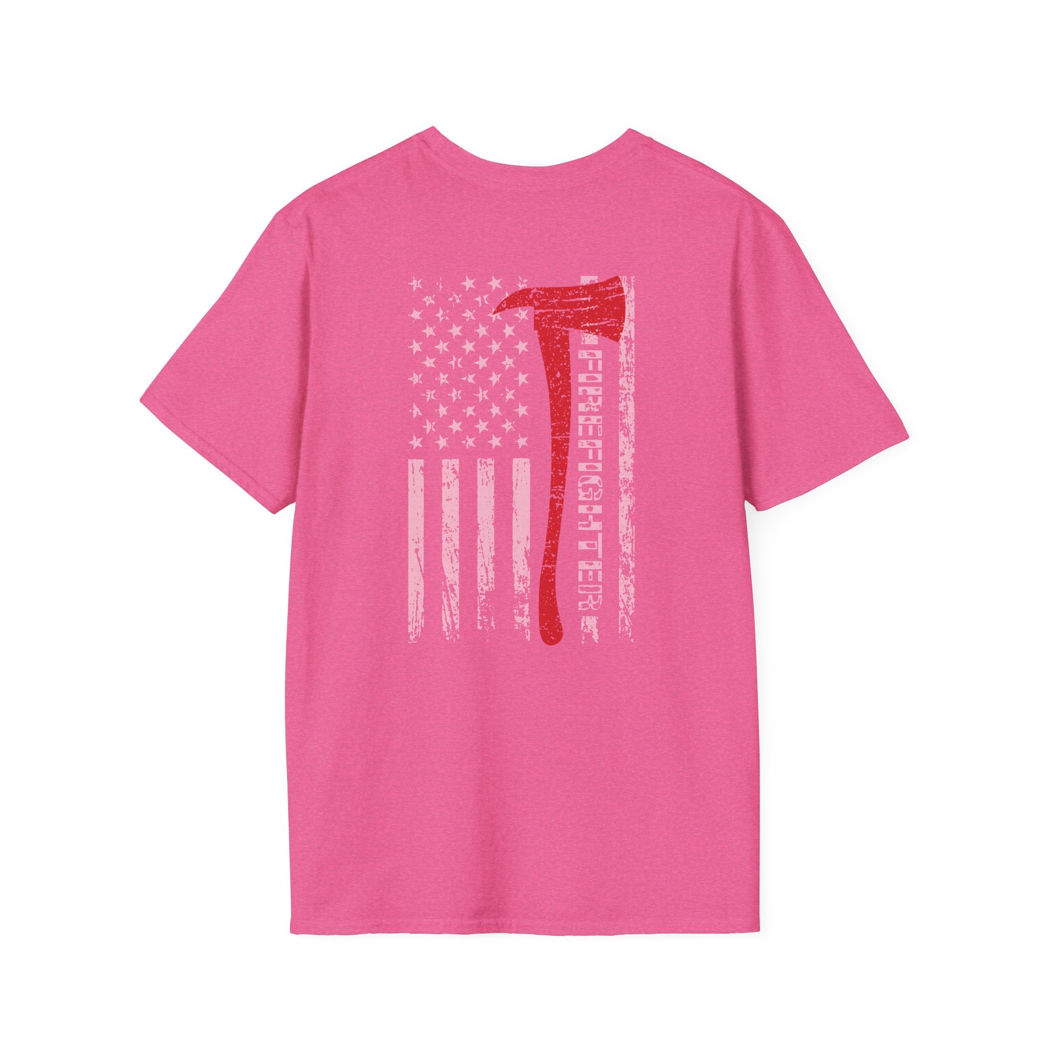 Firefighter US Flag - Unisex Softstyle T-Shirt