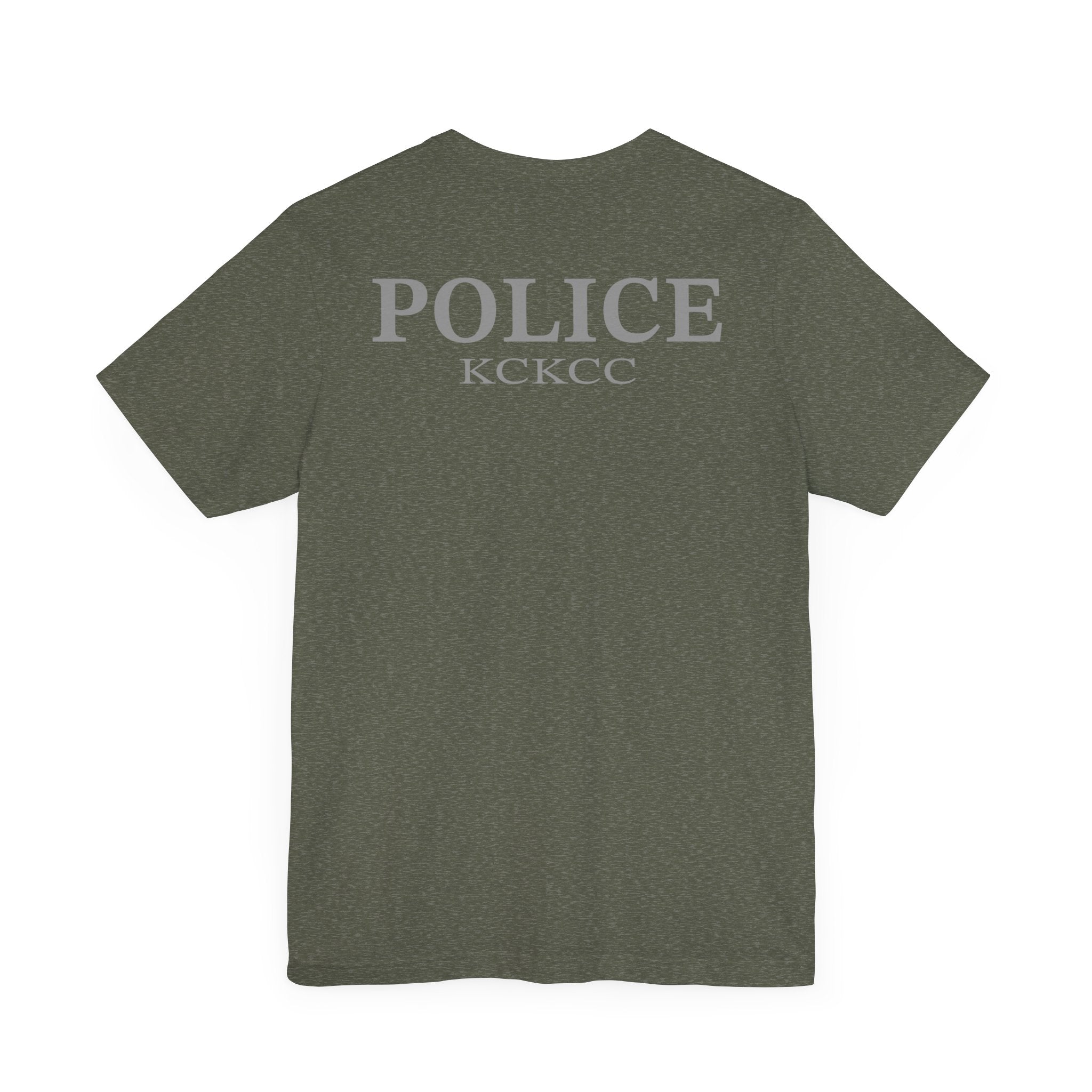 KCKCC Police Patch Black & White Grey Back - Unisex Jersey Short Sleeve Tee