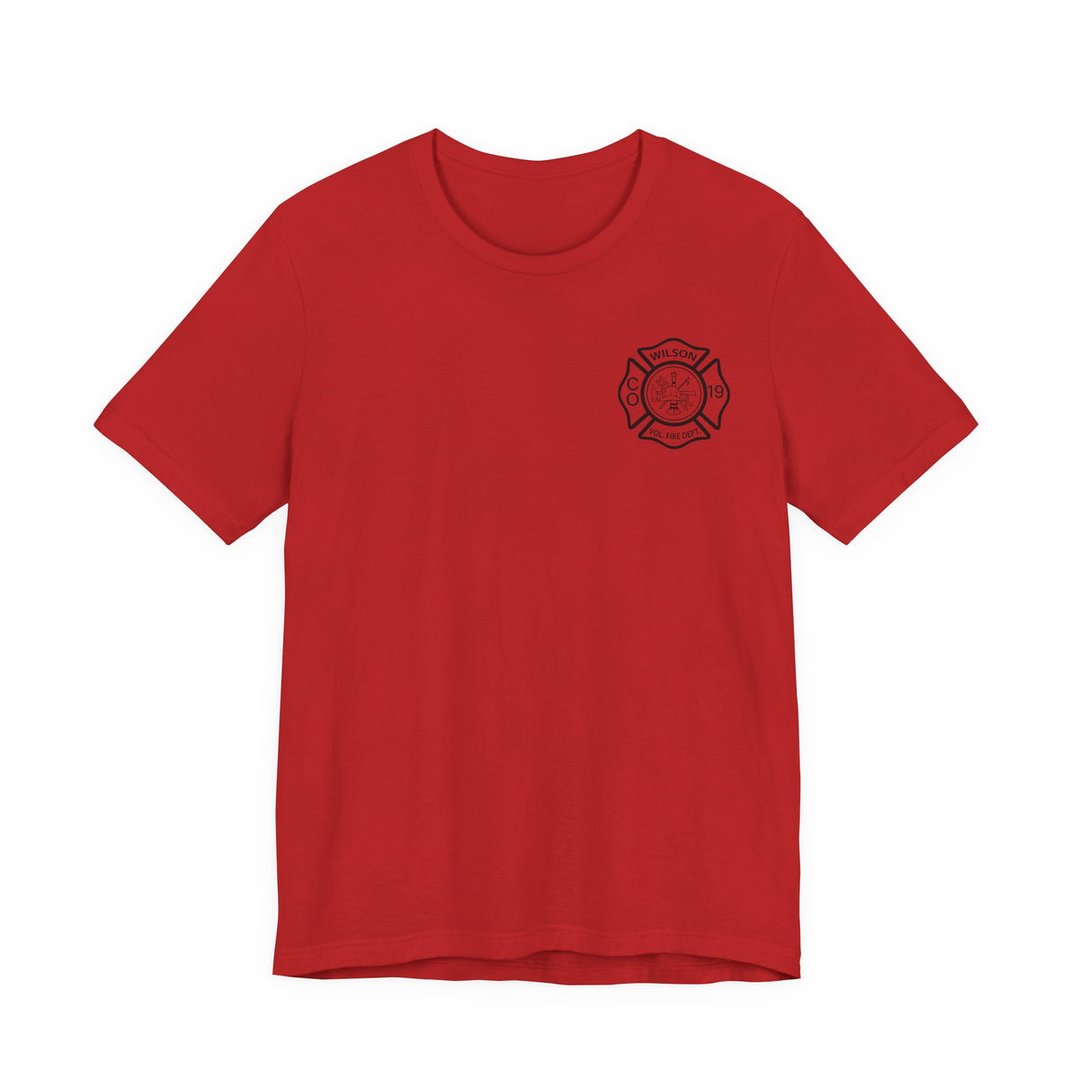 WVFC FD logo black USA flag back  - Unisex Jersey Short Sleeve Tee