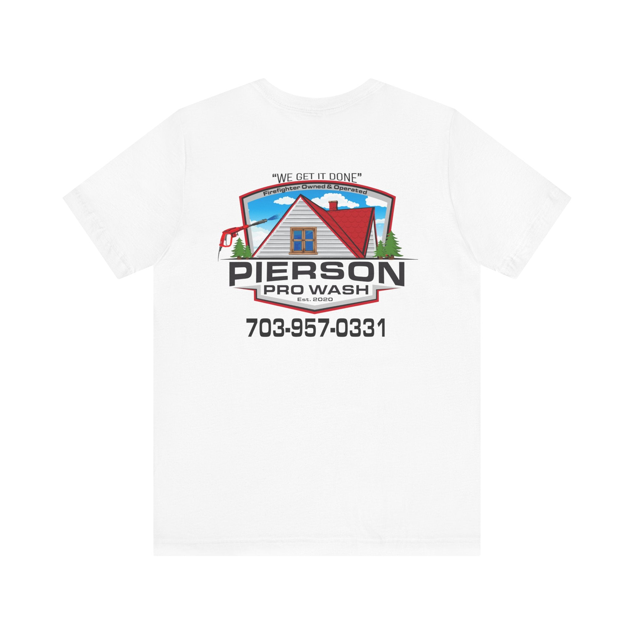 Pierson Pro Wash White Shirt Logo - Bella+Canvas Soft Unisex Tee