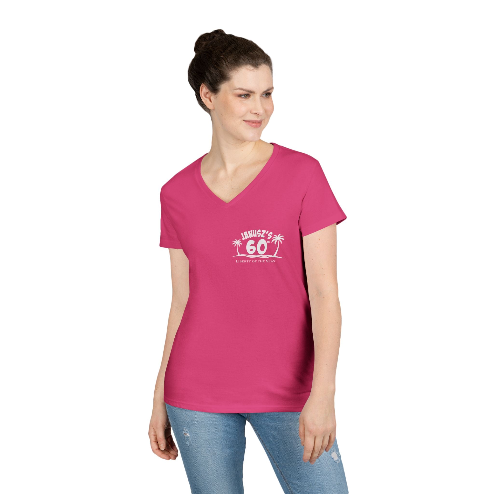 Renee Family Cruise White - Ladies' Cotton V-Neck T-Shirt