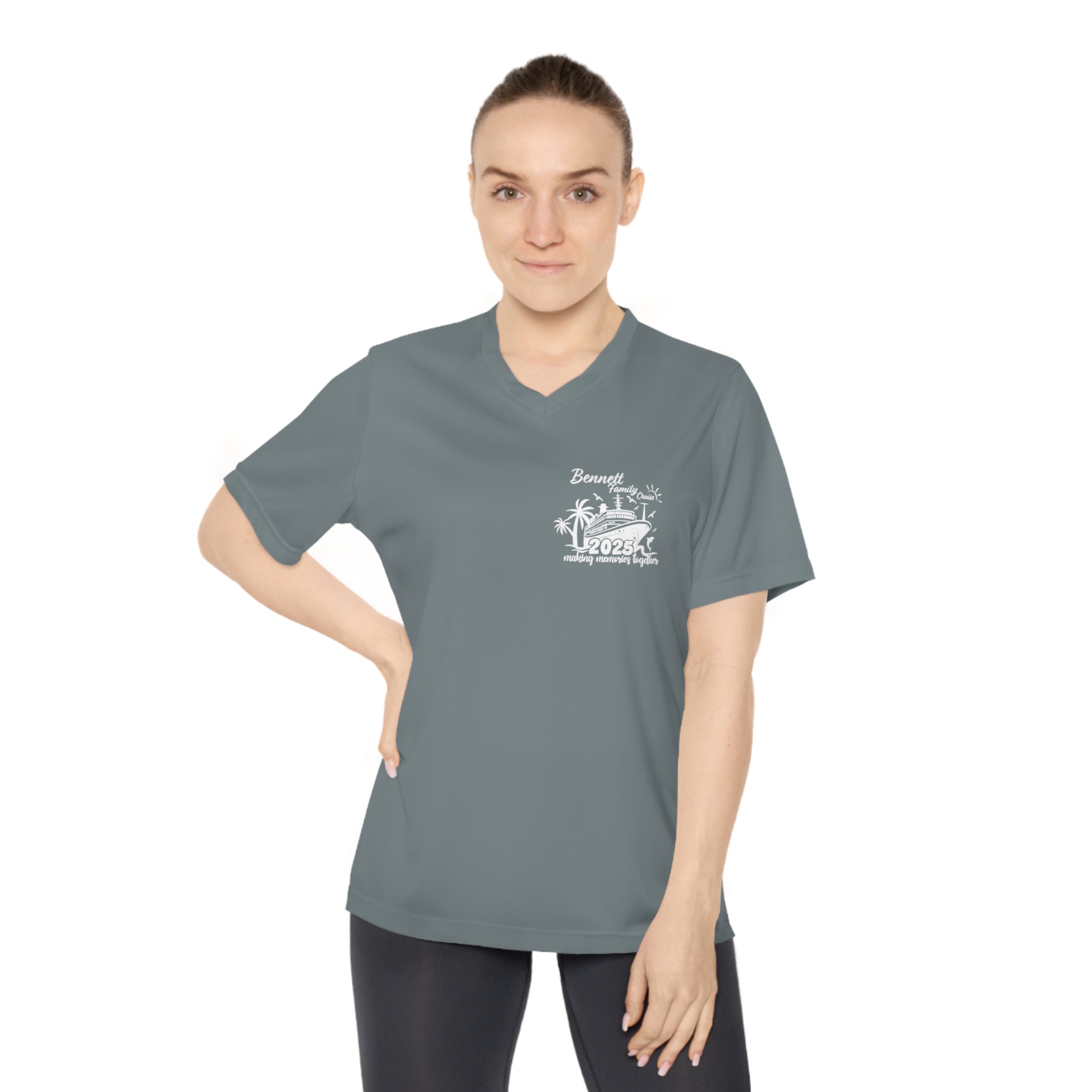 Bennett Family Cruise White logo - Women's Performance V-Neck T-Shirt