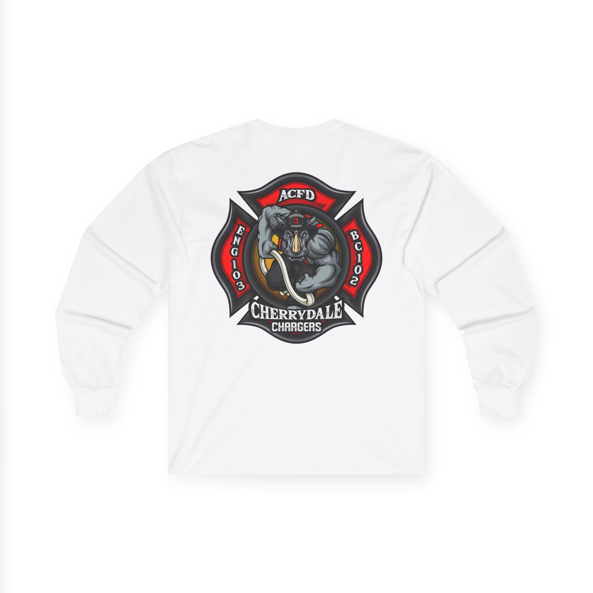 Arlington Station 3 Rhino front/back - Unisex Ultra Cotton Gildan Long Sleeve Tee