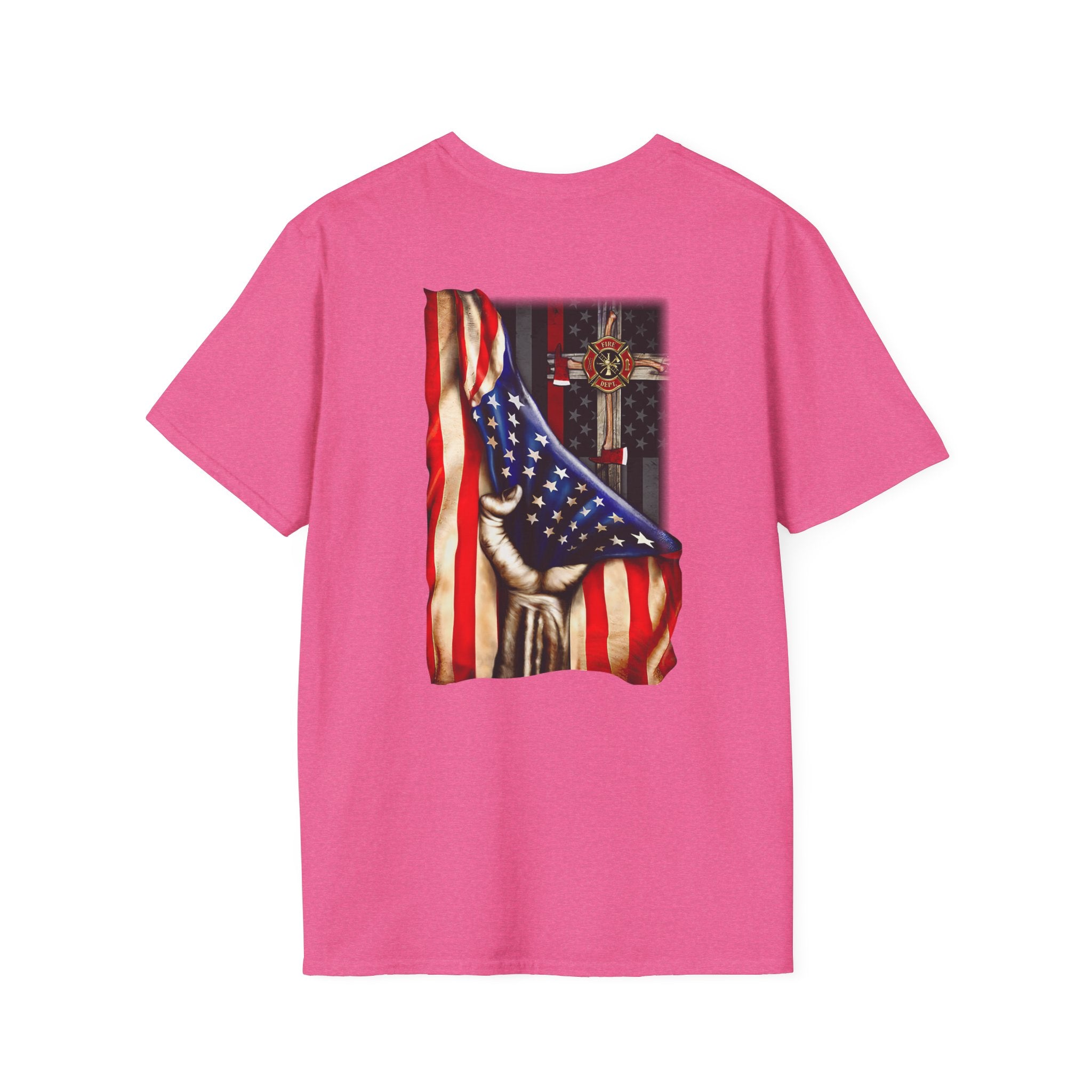 Firefighter US Flag Christian - Unisex Softstyle T-Shirt