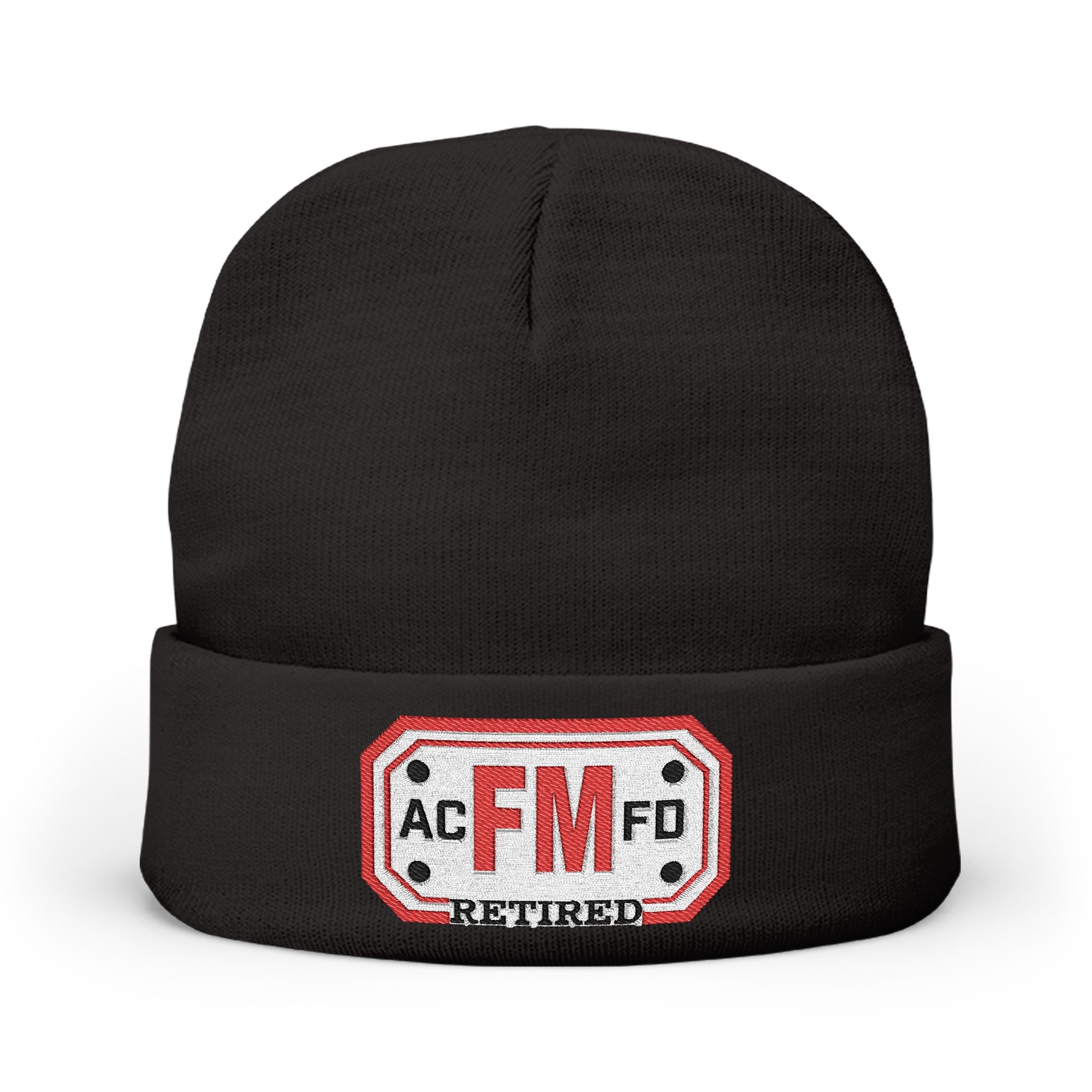 Retired Arlington Fire Marshal Red - Knit Beanie (Embroidery)