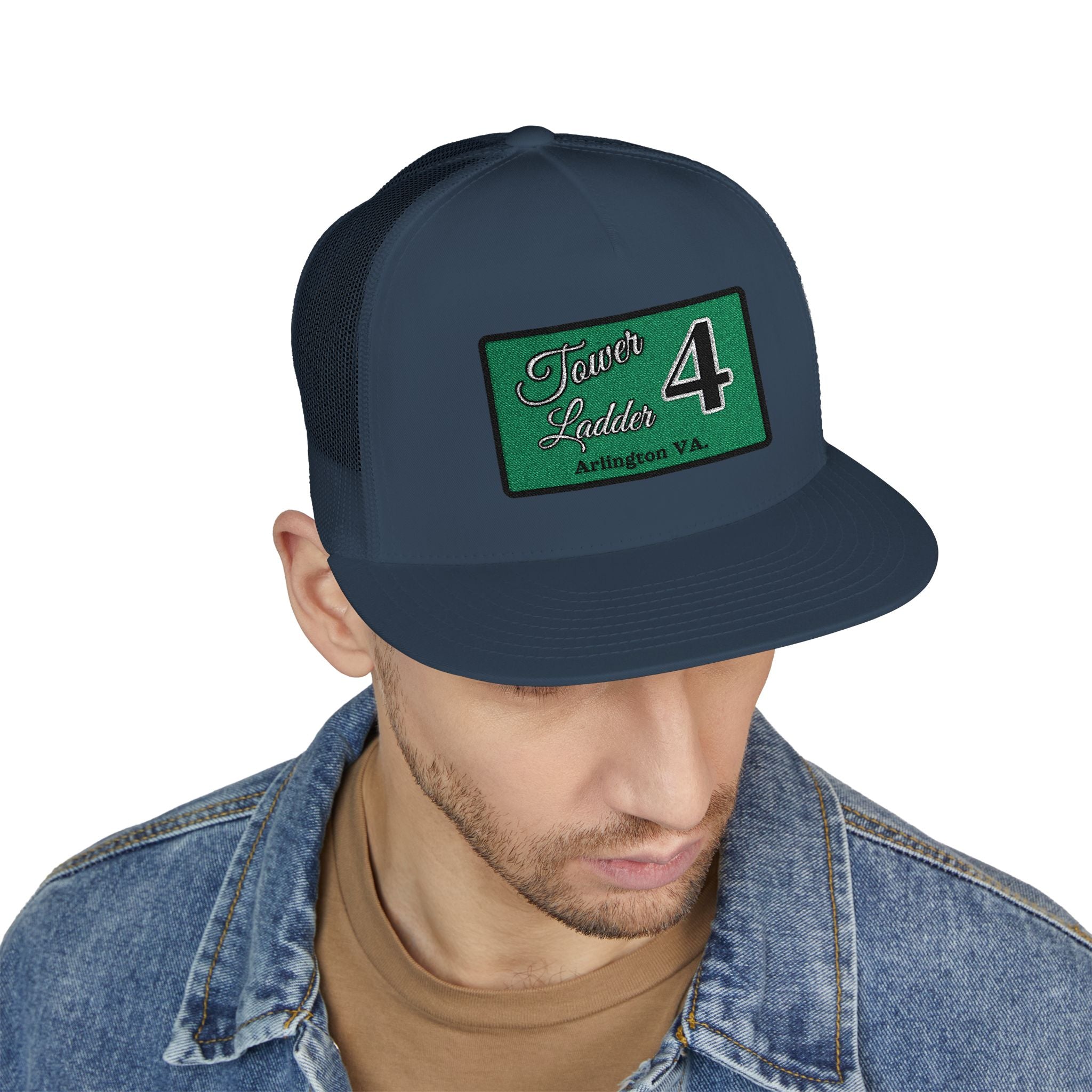 Arlington Tower Ladder 4 Black border - 5 Panel Trucker Cap (Embroidery)