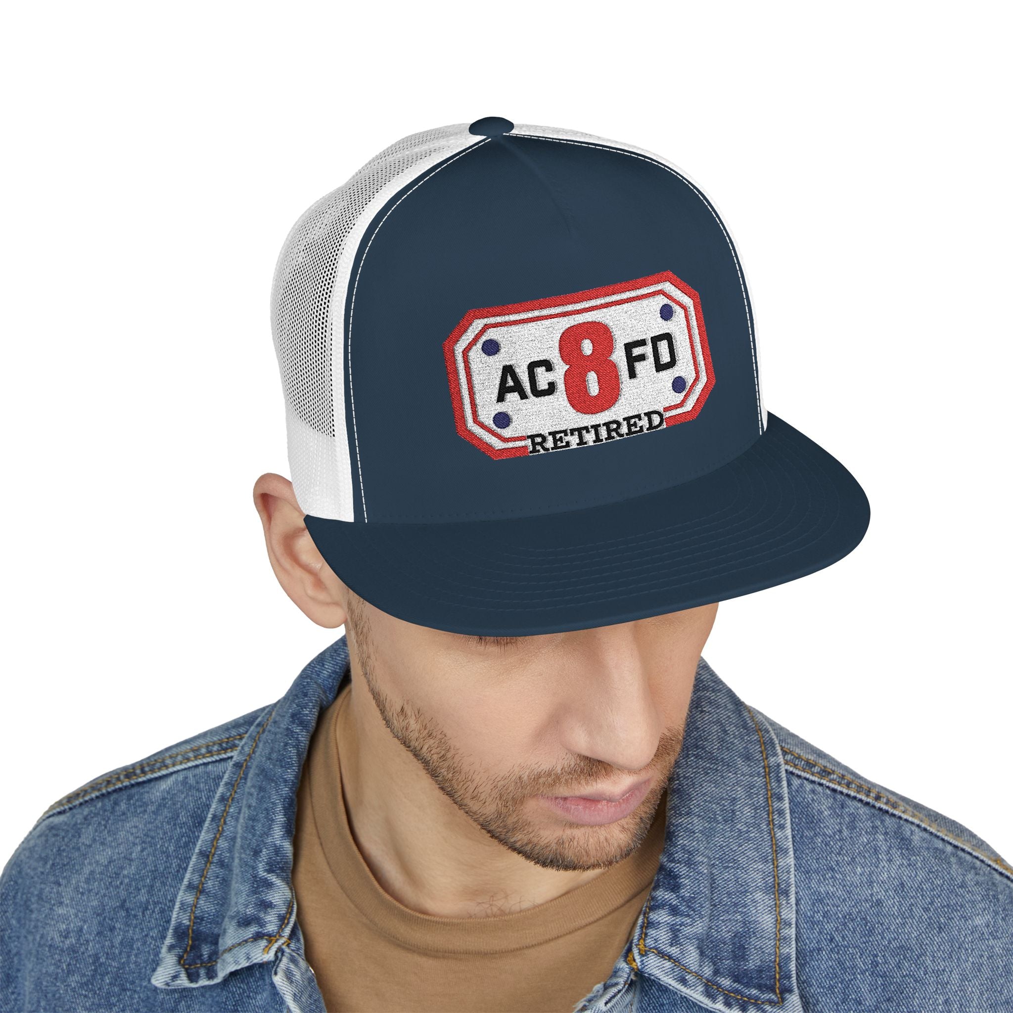 Retired Arlington Engine 8 - 5 Panel Trucker Cap (Embroidery)