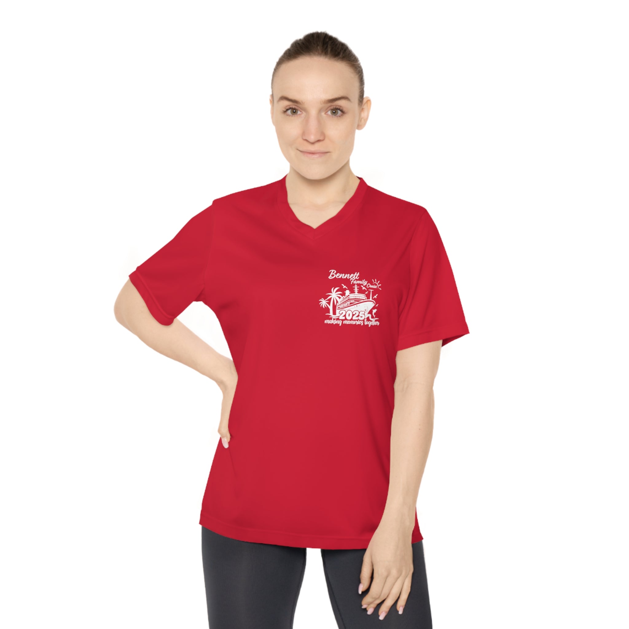Bennett Family Cruise White logo - Women's Performance V-Neck T-Shirt