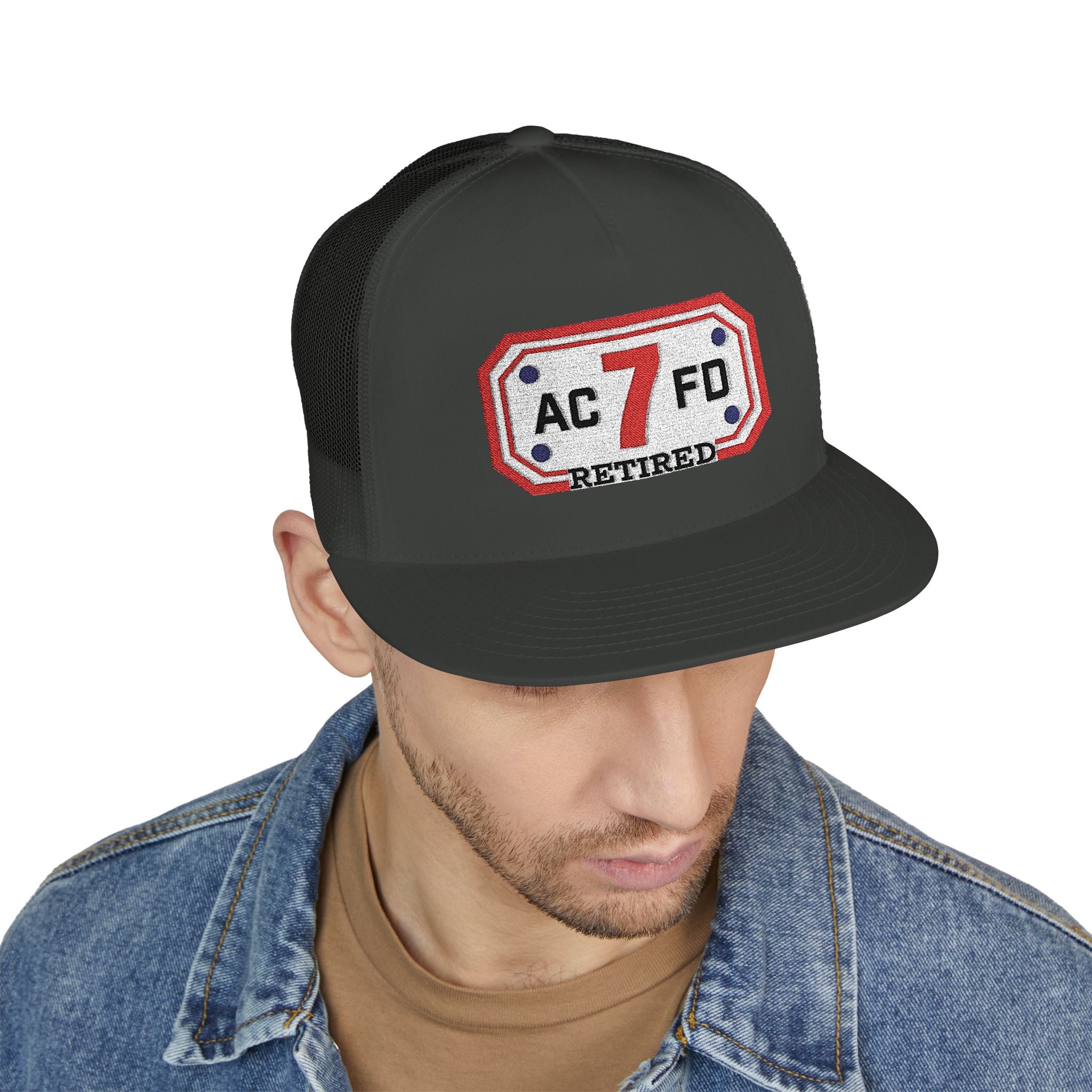 Retired Arlington Engine 7 - 5 Panel Trucker Cap (Embroidery)