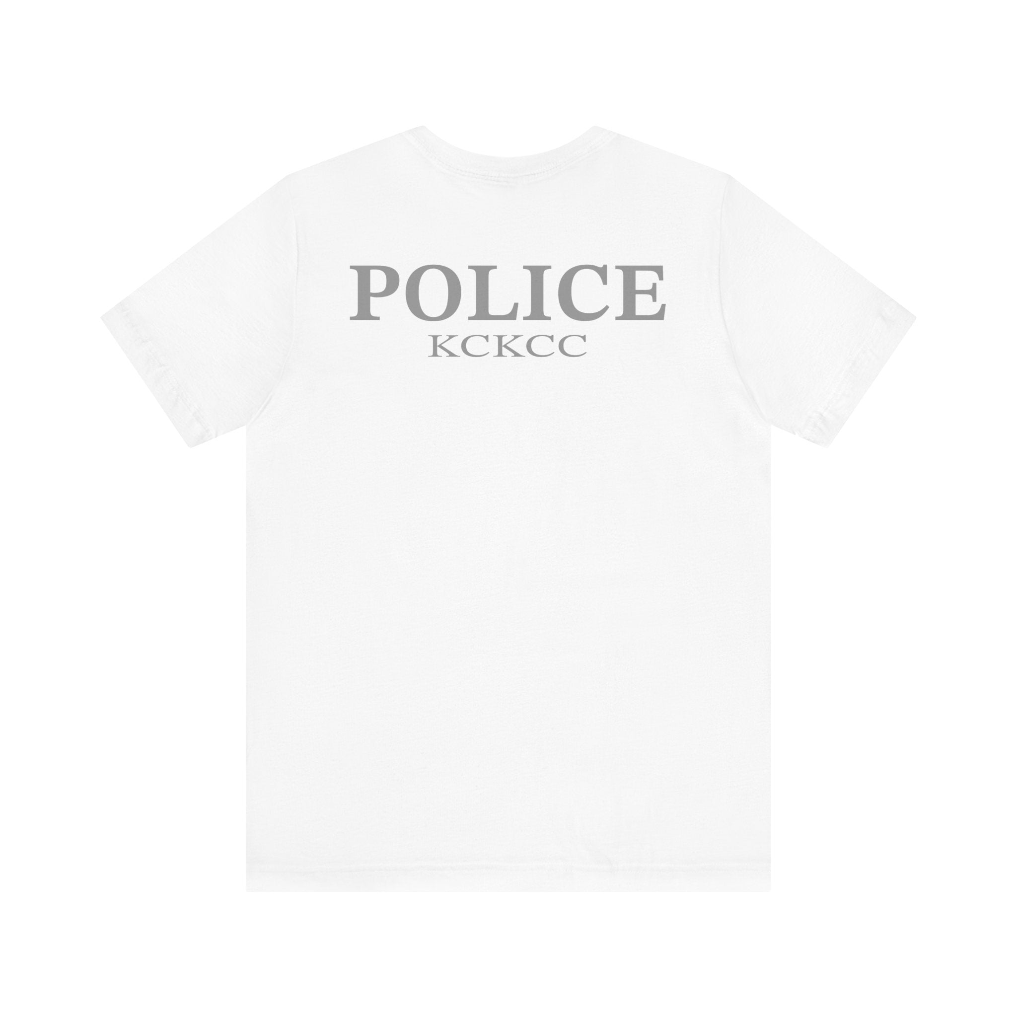 KCKCC Police Patch Black & White Grey Back - Unisex Jersey Short Sleeve Tee