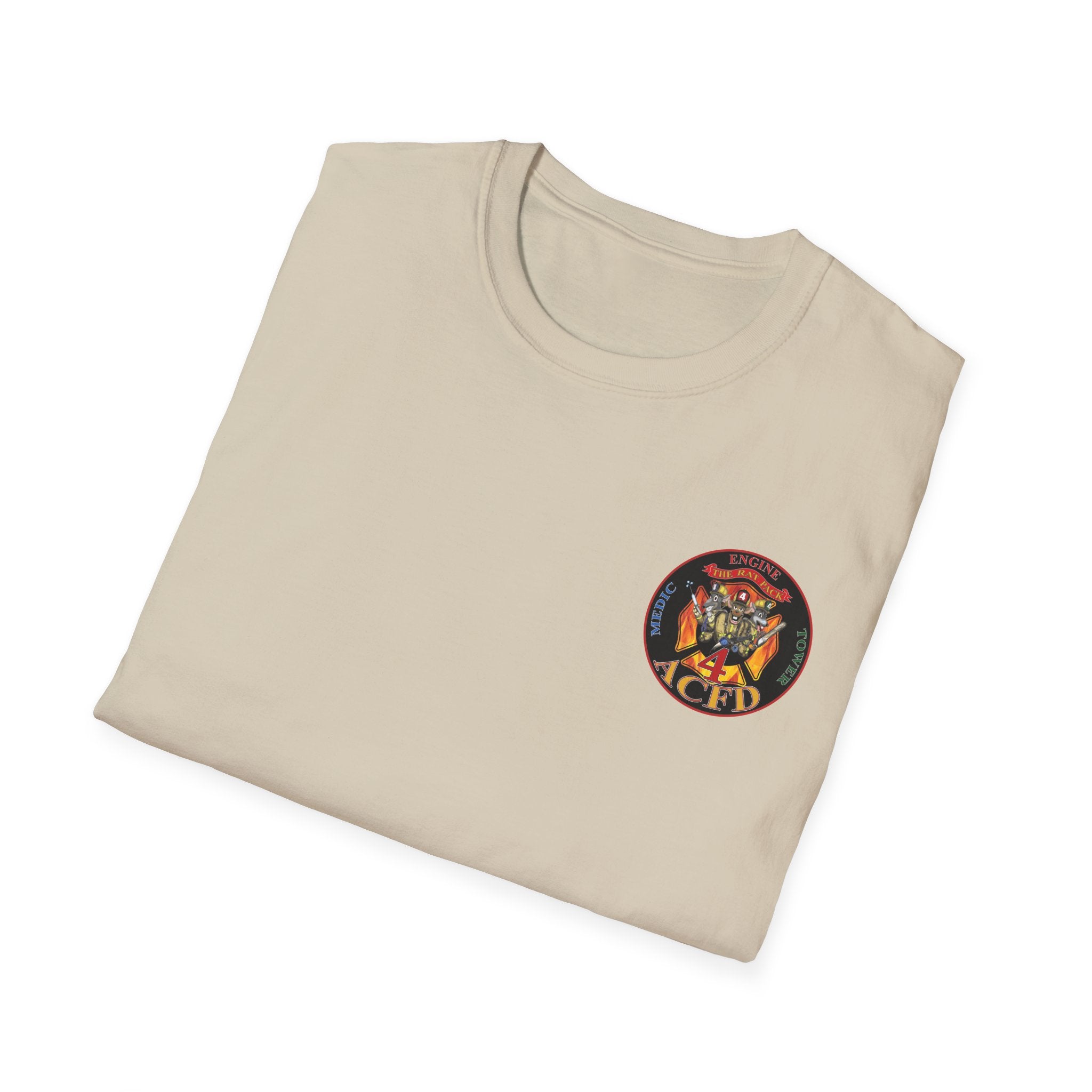 Station 4 RatPack front / acfd clover back - Gildan Soft Cotton Softstyle T-Shirt