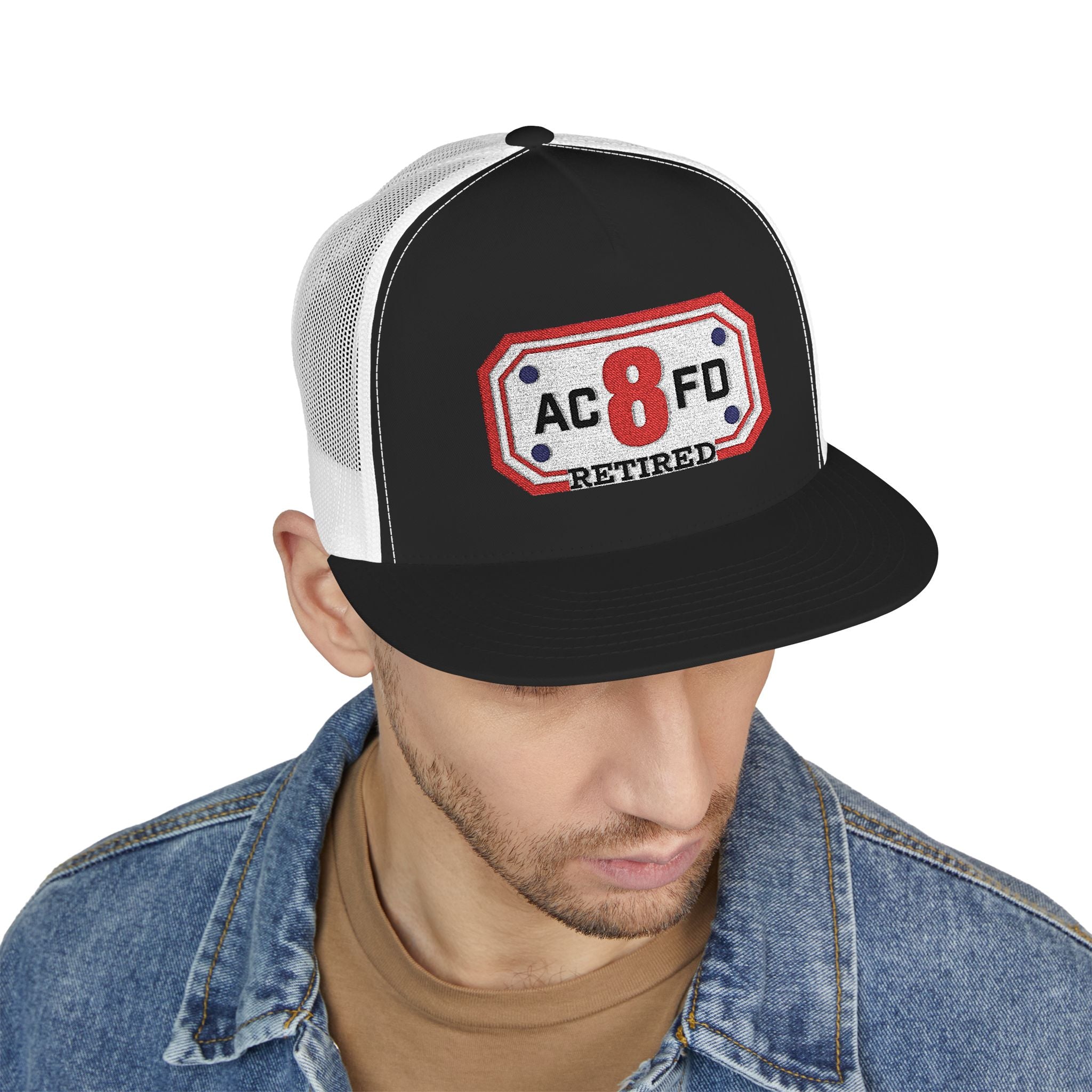 Retired Arlington Engine 8 - 5 Panel Trucker Cap (Embroidery)