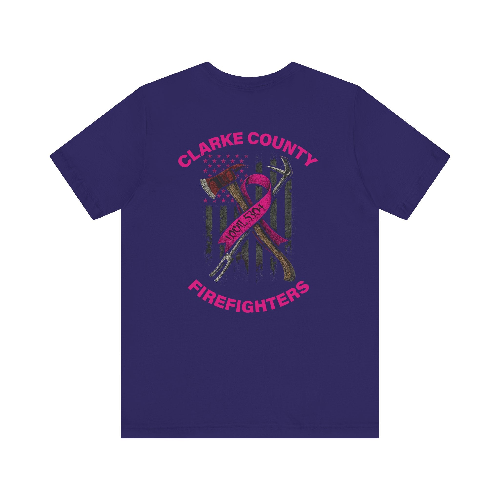 Clarke County Fire Breast Cancer Dark Shirt (Portion of Proceeds go to Local 5304) - Bella+Canvas Soft Jersey Cotton Unisex Tee