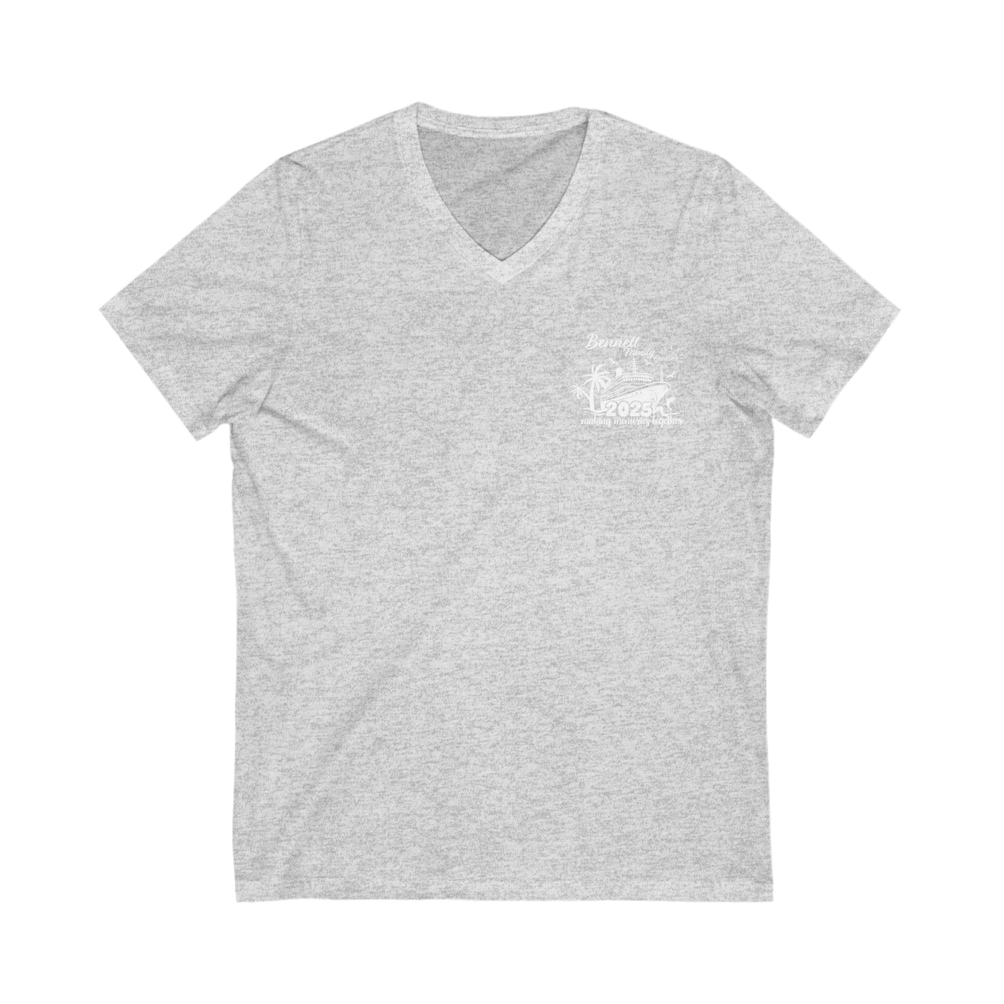 Bennett Family Cruise White Logo - Unisex Jersey Short Sleeve V-Neck Tee