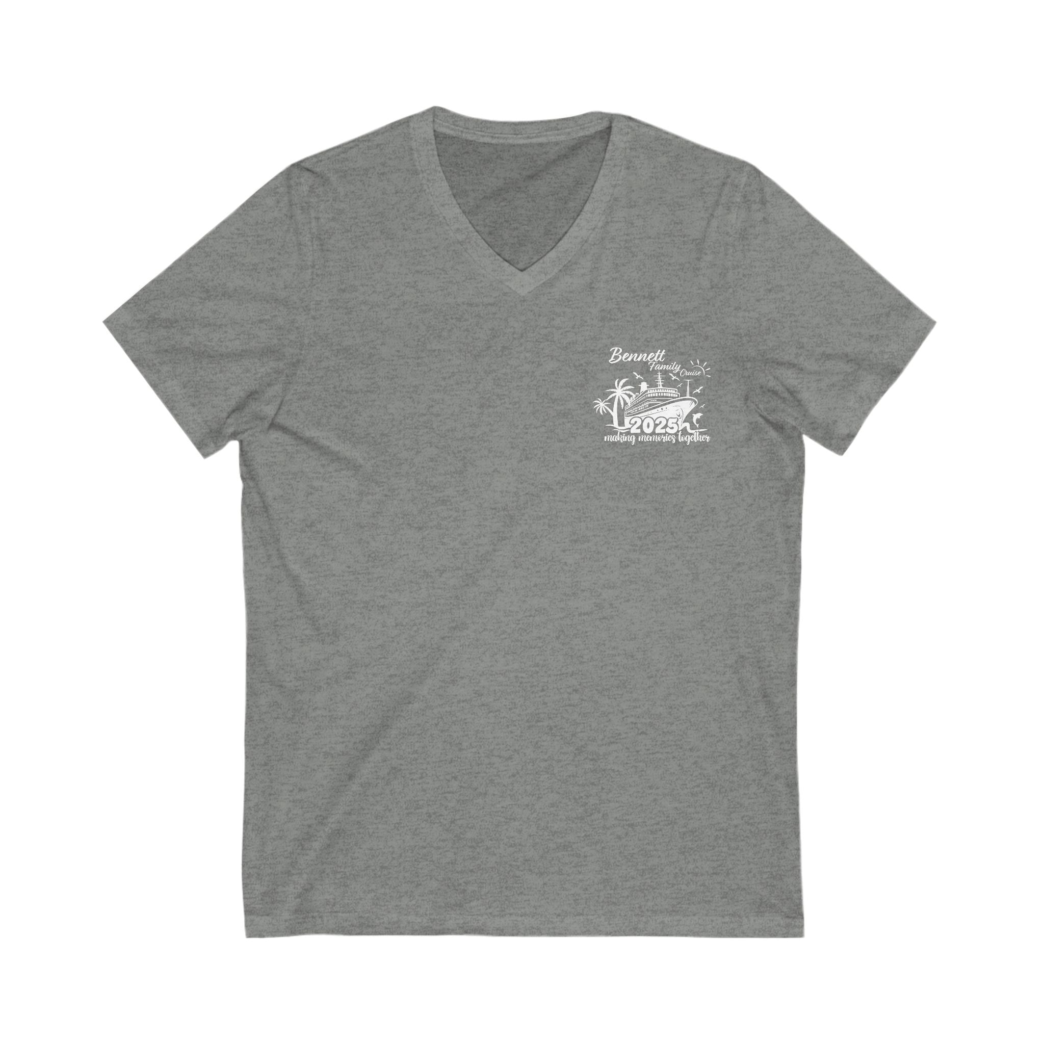 Bennett Family Cruise White Logo - Unisex Jersey Short Sleeve V-Neck Tee