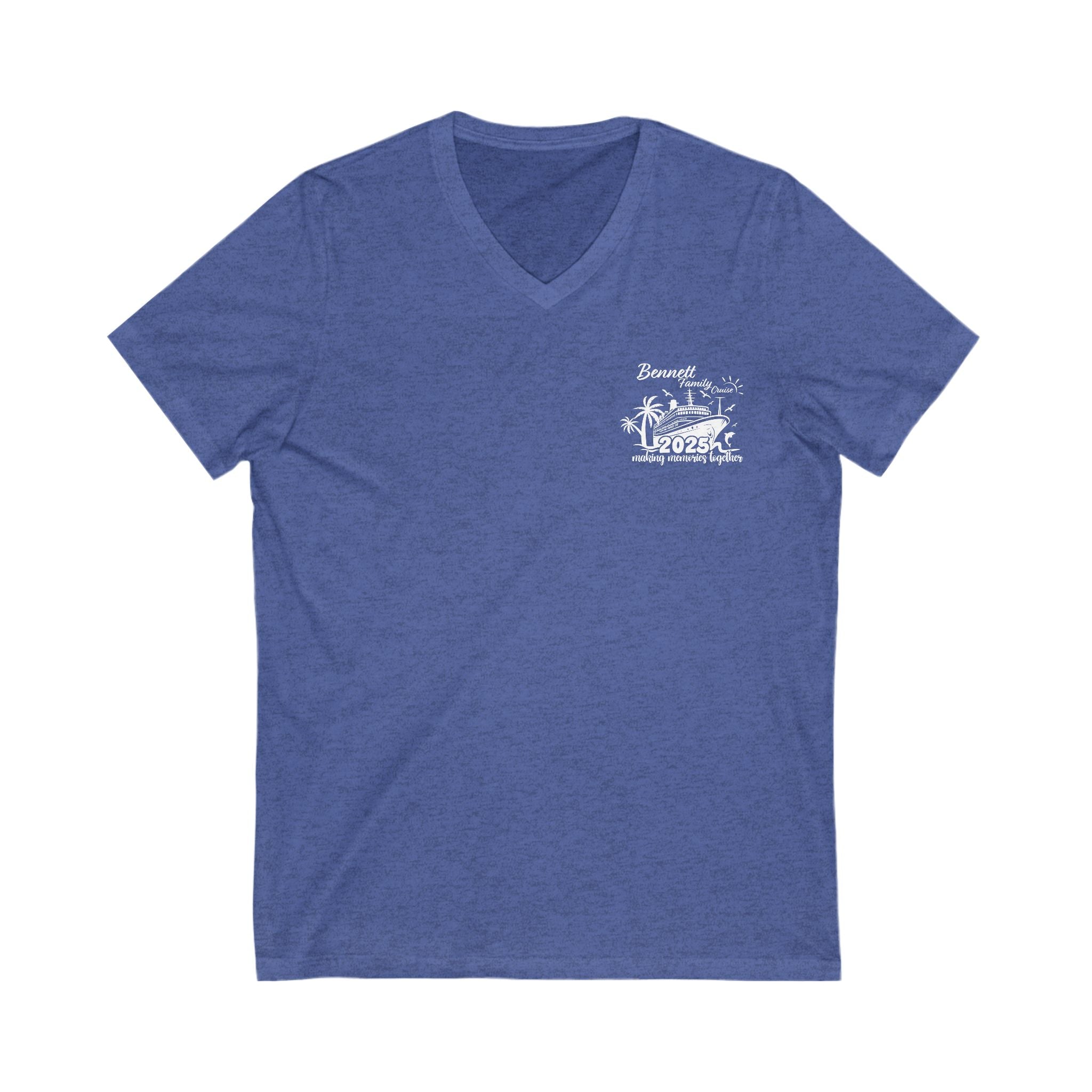 Bennett Family Cruise White Logo - Unisex Jersey Short Sleeve V-Neck Tee