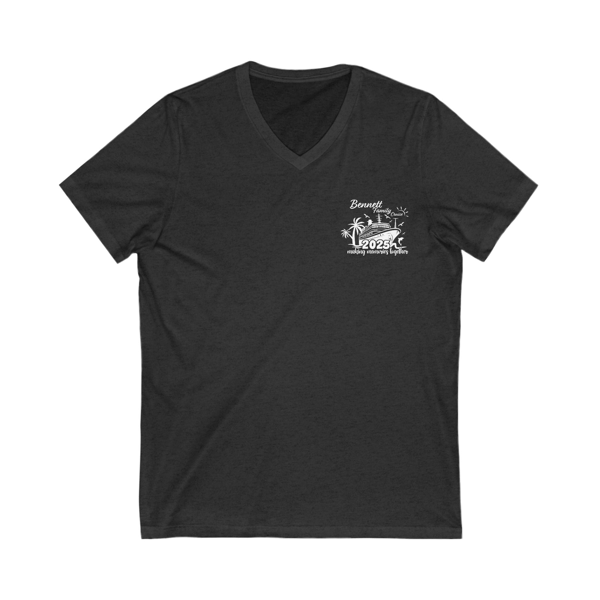 Bennett Family Cruise White Logo - Unisex Jersey Short Sleeve V-Neck Tee