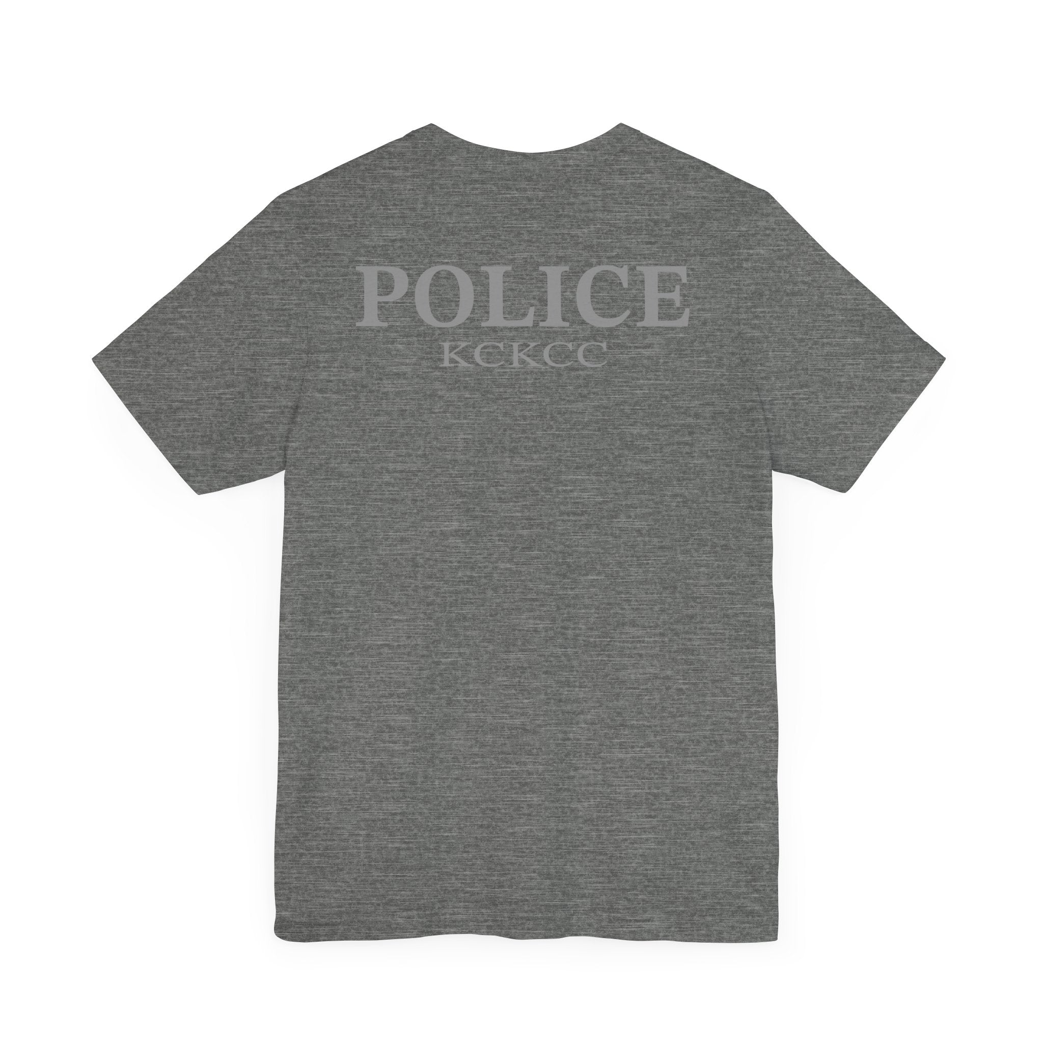 KCKCC Police Patch Black & White Grey Back - Unisex Jersey Short Sleeve Tee