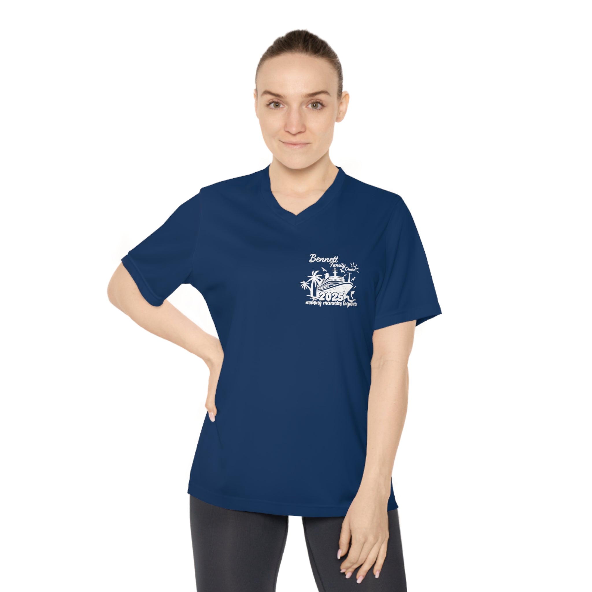 Bennett Family Cruise White logo - Women's Performance V-Neck T-Shirt