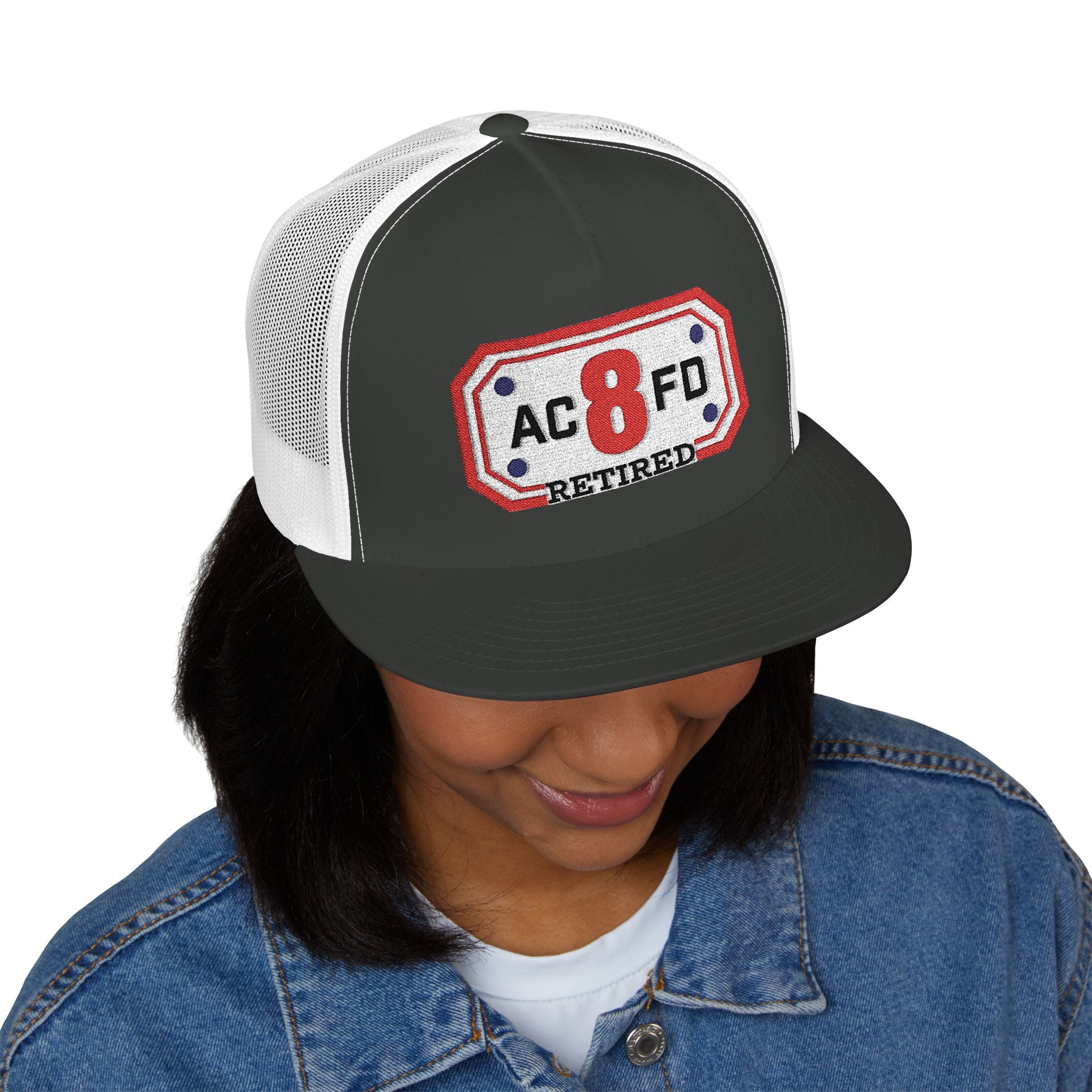 Retired Arlington Engine 8 - 5 Panel Trucker Cap (Embroidery)