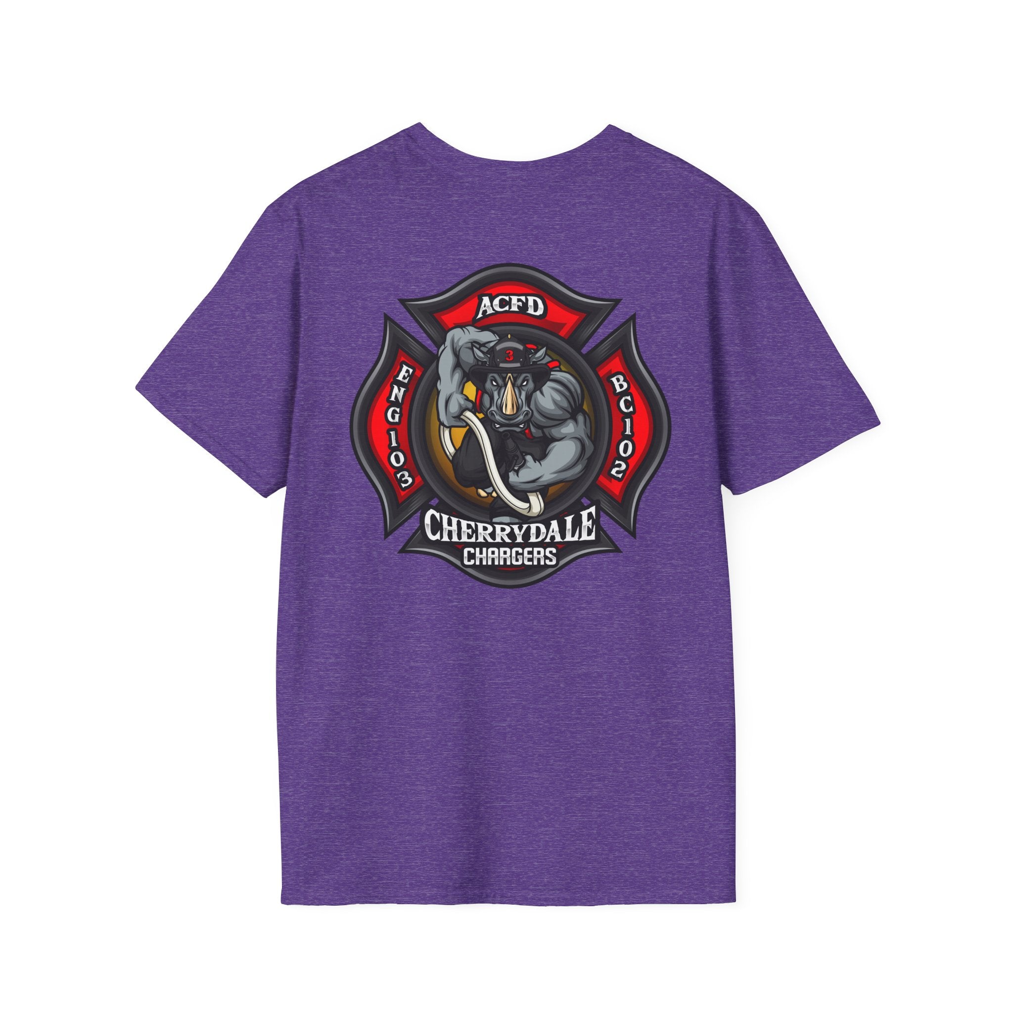 Station 3 front / Rhino back Logo - Gildan Soft Cotton Softstyle T-Shirt